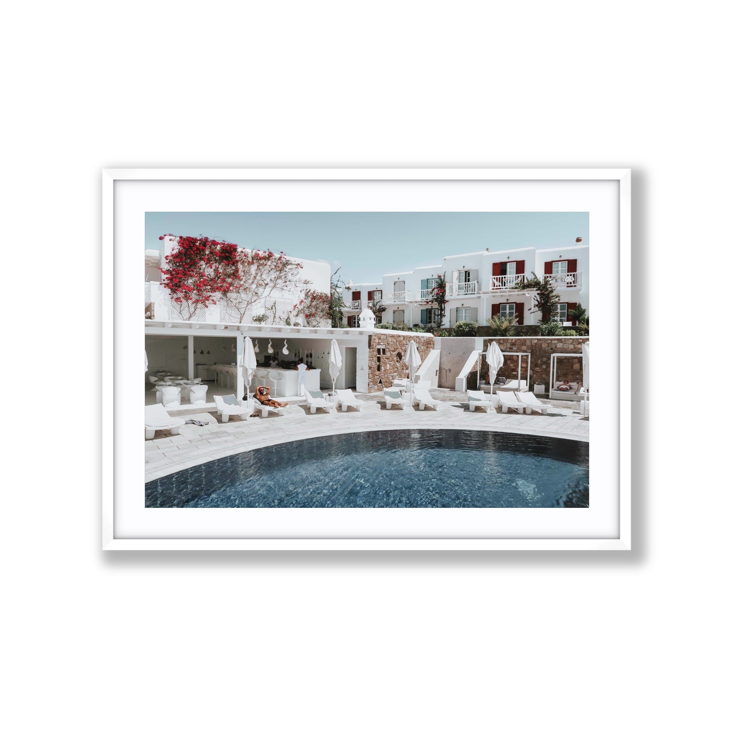Got The First Lounge fine art print, Mykonos, Greece, Extra Large, White Frame · Matboard, Fine Art Print