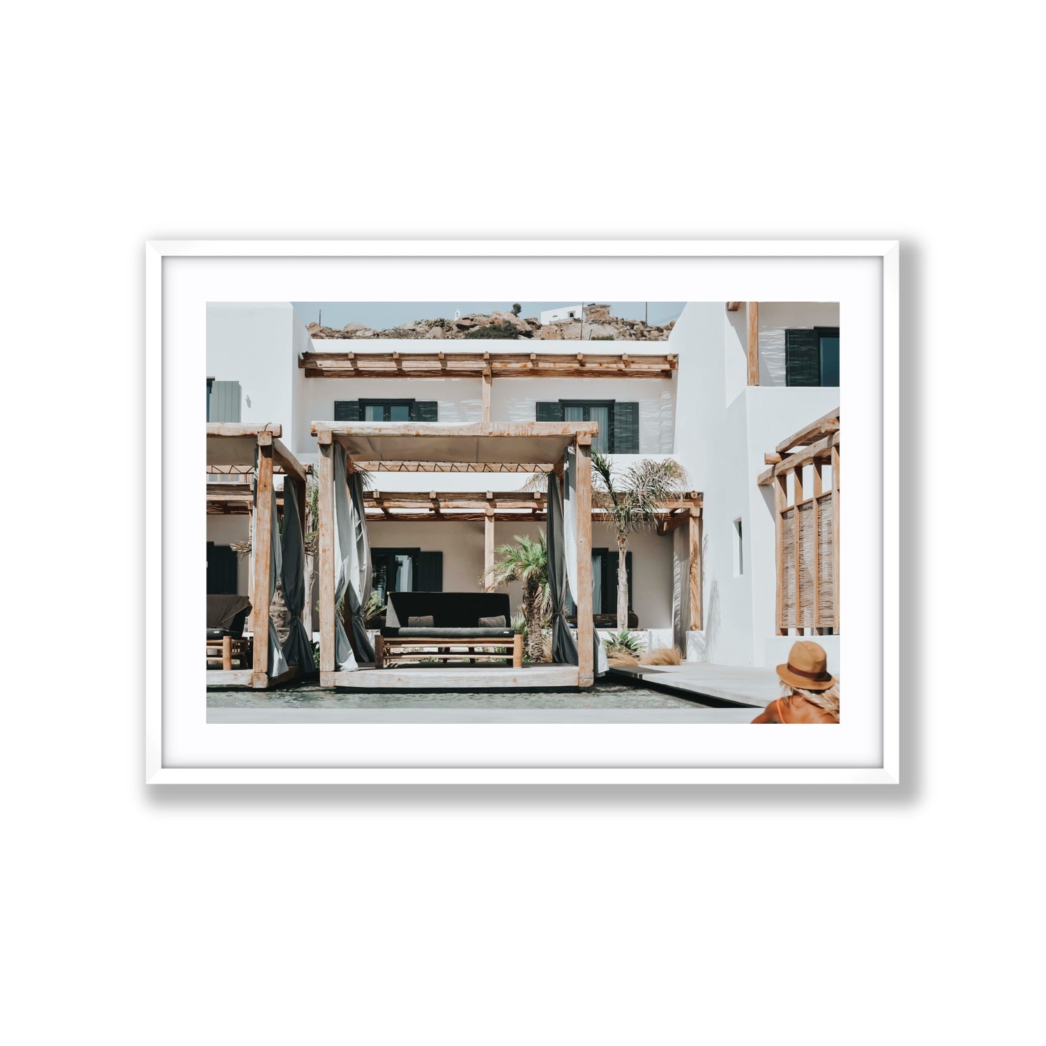 Dream Villa fine art print, Mykonos, Greece, Extra Large, White Frame · Matboard, Fine Art Print