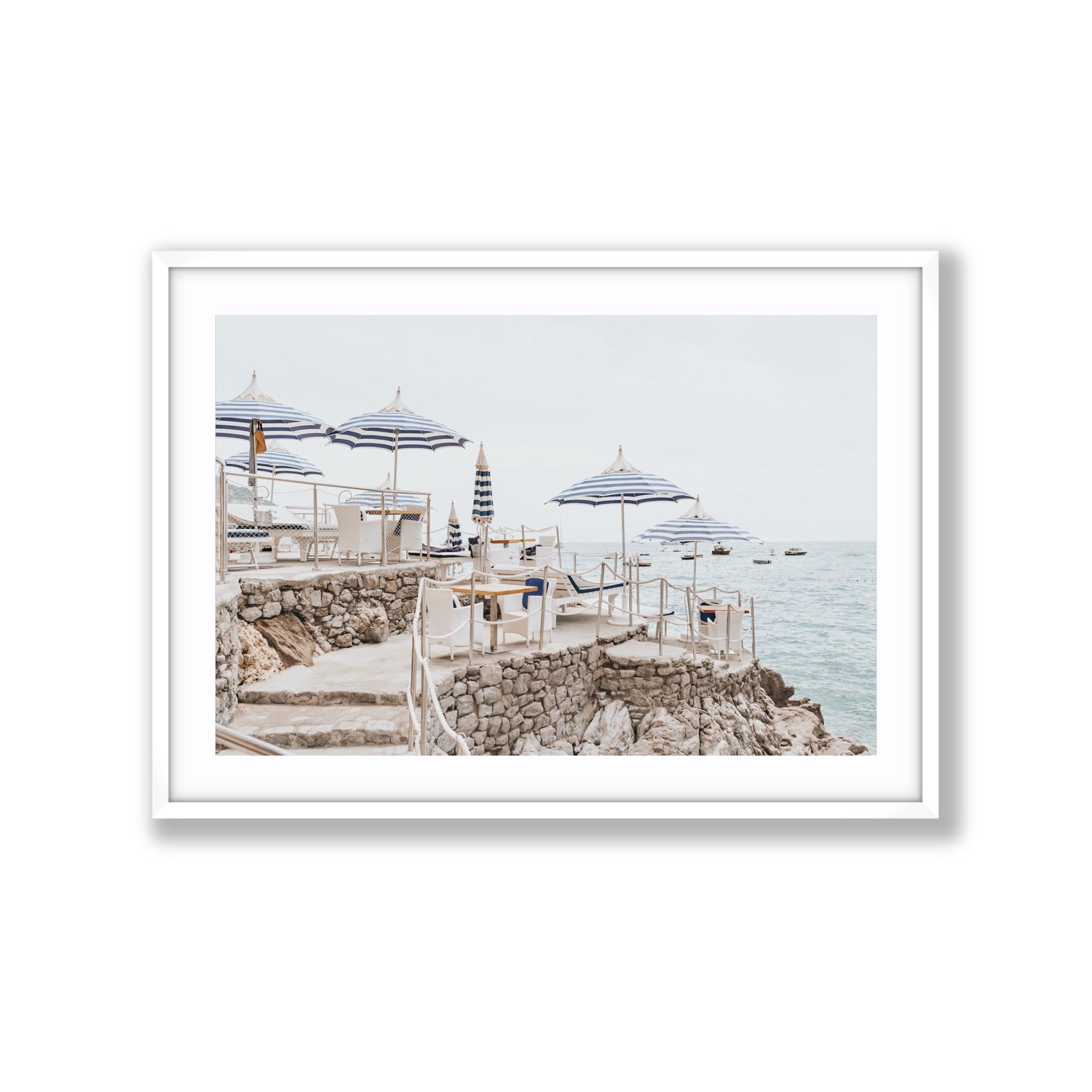 Ombrelloni fine art print, Positano, Italy, Extra Large, White Frame · Matboard, Fine Art Print
