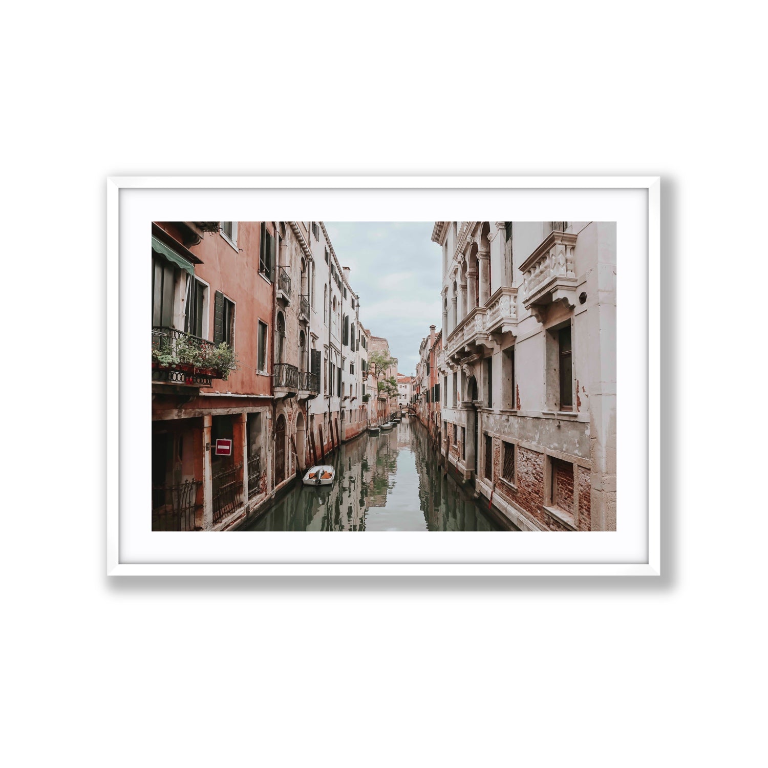 The Floating City Venice Canal Italian decor wall art Extra Large fine art print in white frame with matboard
