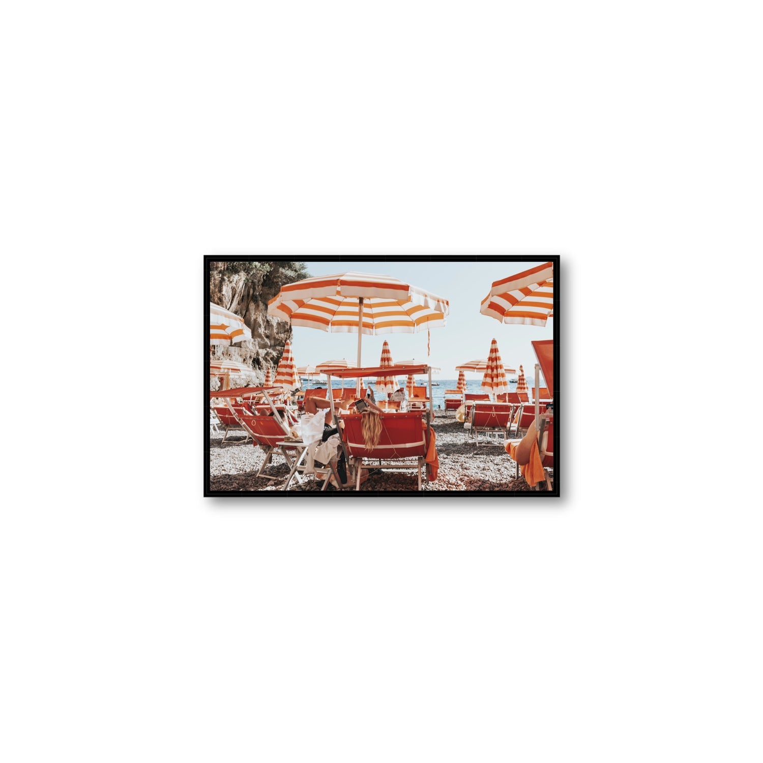 Digital Dreamer fine art print, Positano, Italy, Medium, Black Float Frame, Fine Art Canvas