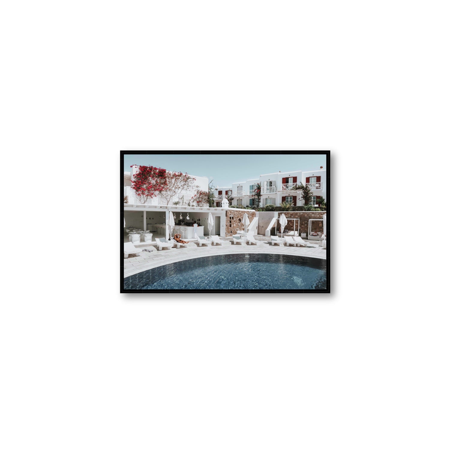 Got The First Lounge fine art print, Mykonos, Greece, Medium, Black Float Frame, Fine Art Canvas
