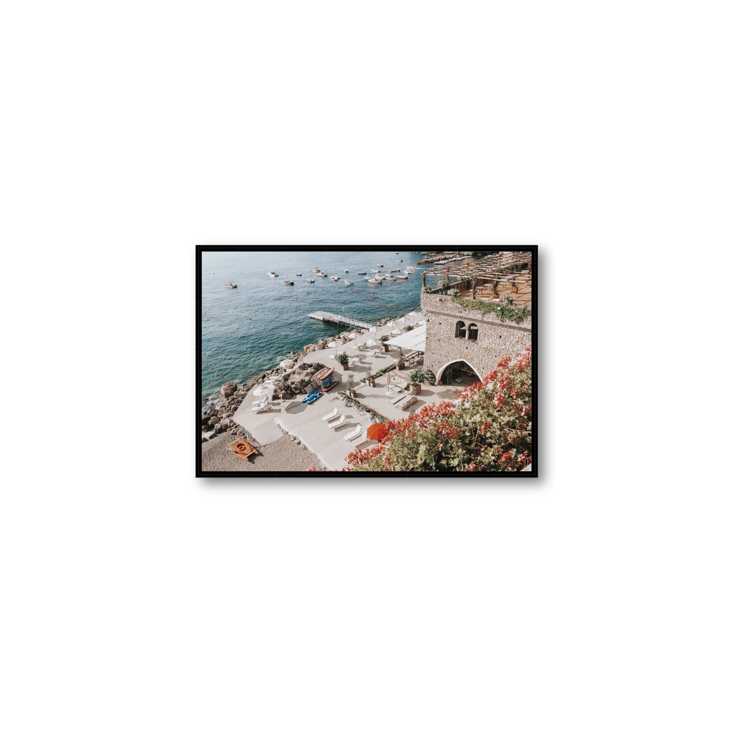 Floral Fortress fine art print, Amalfi, Italy, Medium, Black Float Frame, Fine Art Canvas