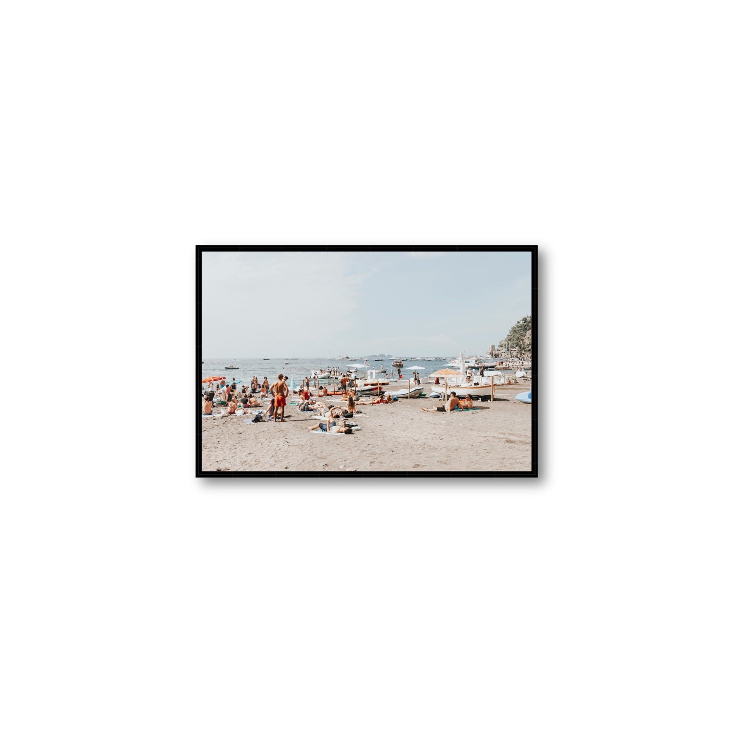 Beachy Vibes fine art print, Positano, Italy, Medium, Black Float Frame, Fine Art Canvas