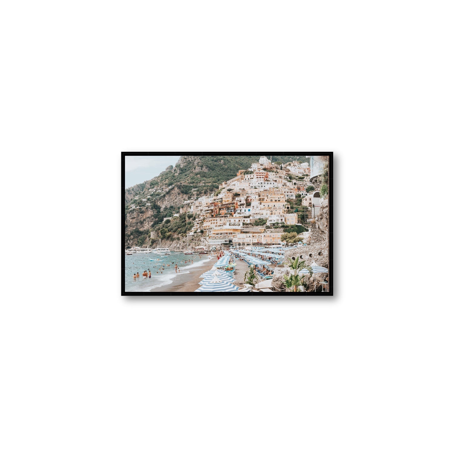 Villagio Sul Mare fine art print, Positano, Italy, Medium, Black Float Frame, Fine Art Canvas