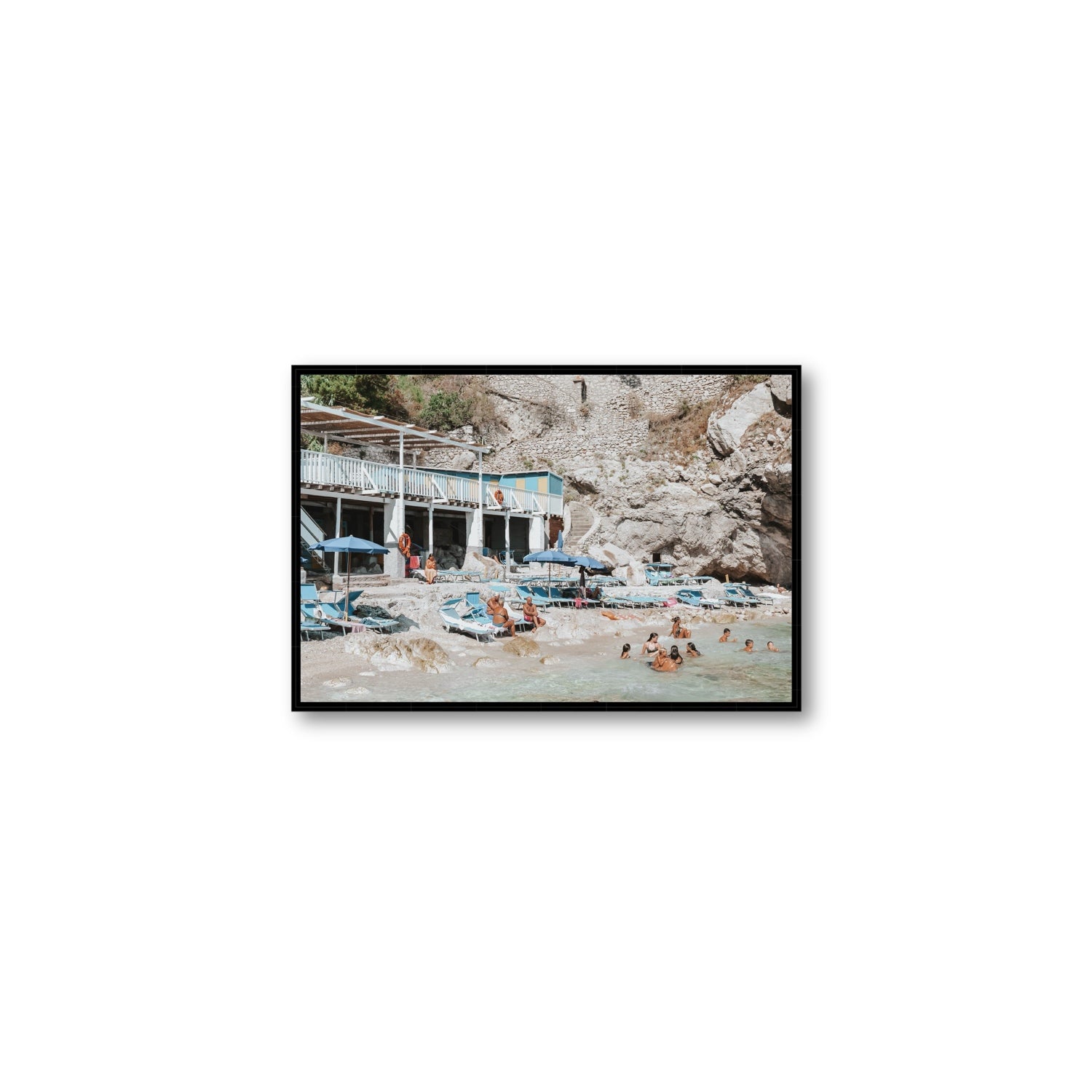 Beachside Bronze fine art print, Capri, Italy, Medium, Black Float Frame, Fine Art Canvas
