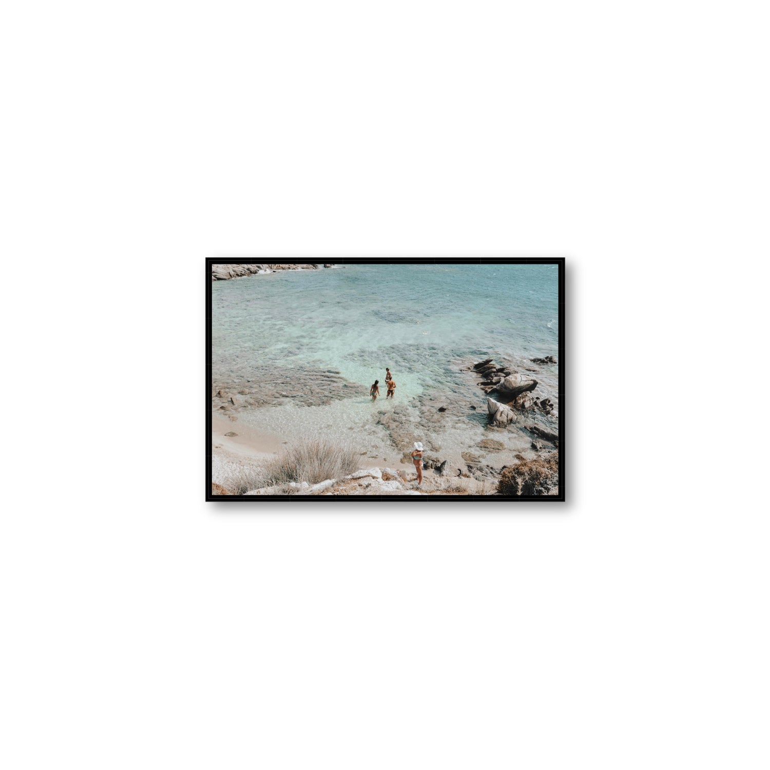Easy On The Eyes Mykonos Greek island wall art Medium fine art canvas in black float frame