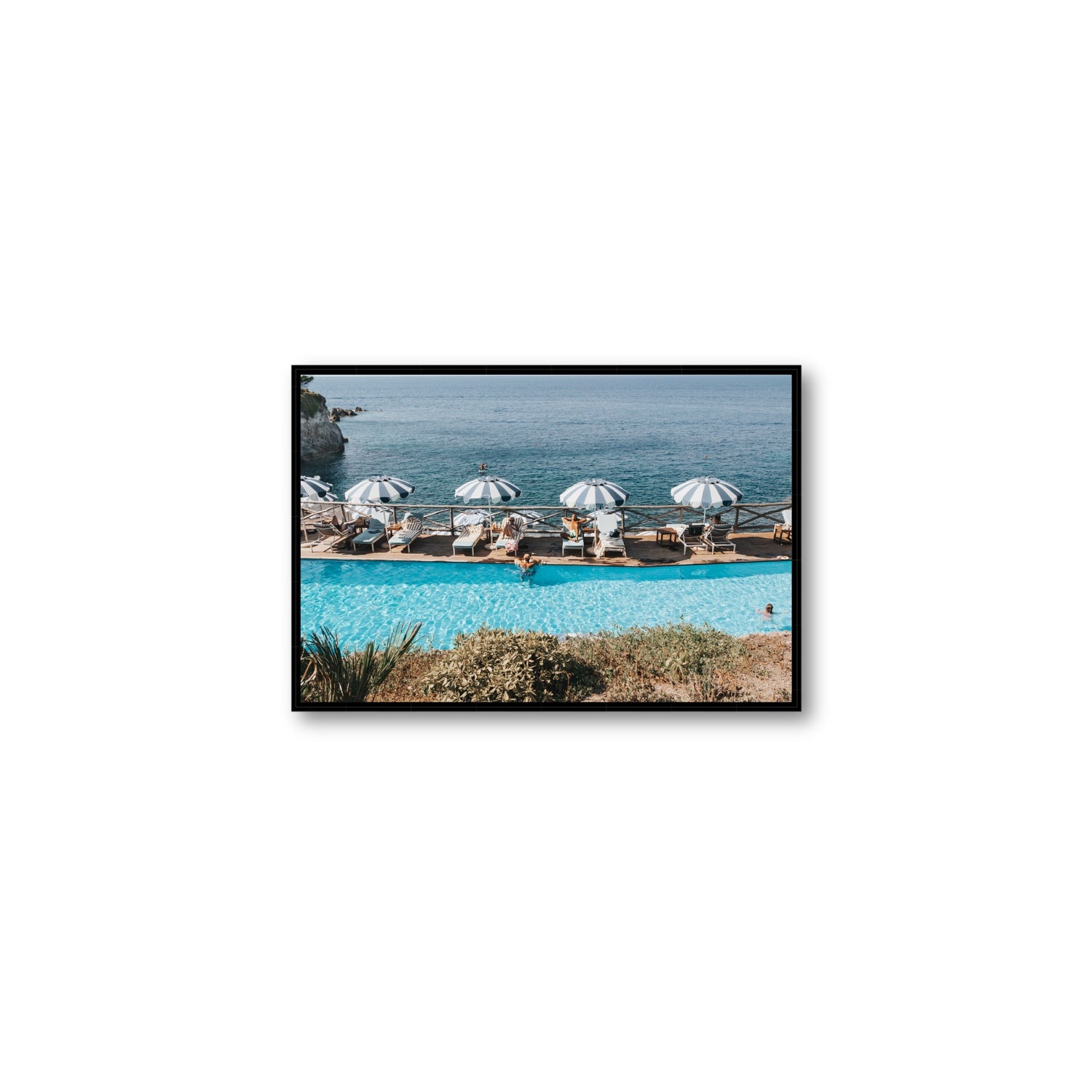 Hues Of Blues fine art print, Ischia, Italy, Medium, Black Float Frame, Fine Art Canvas