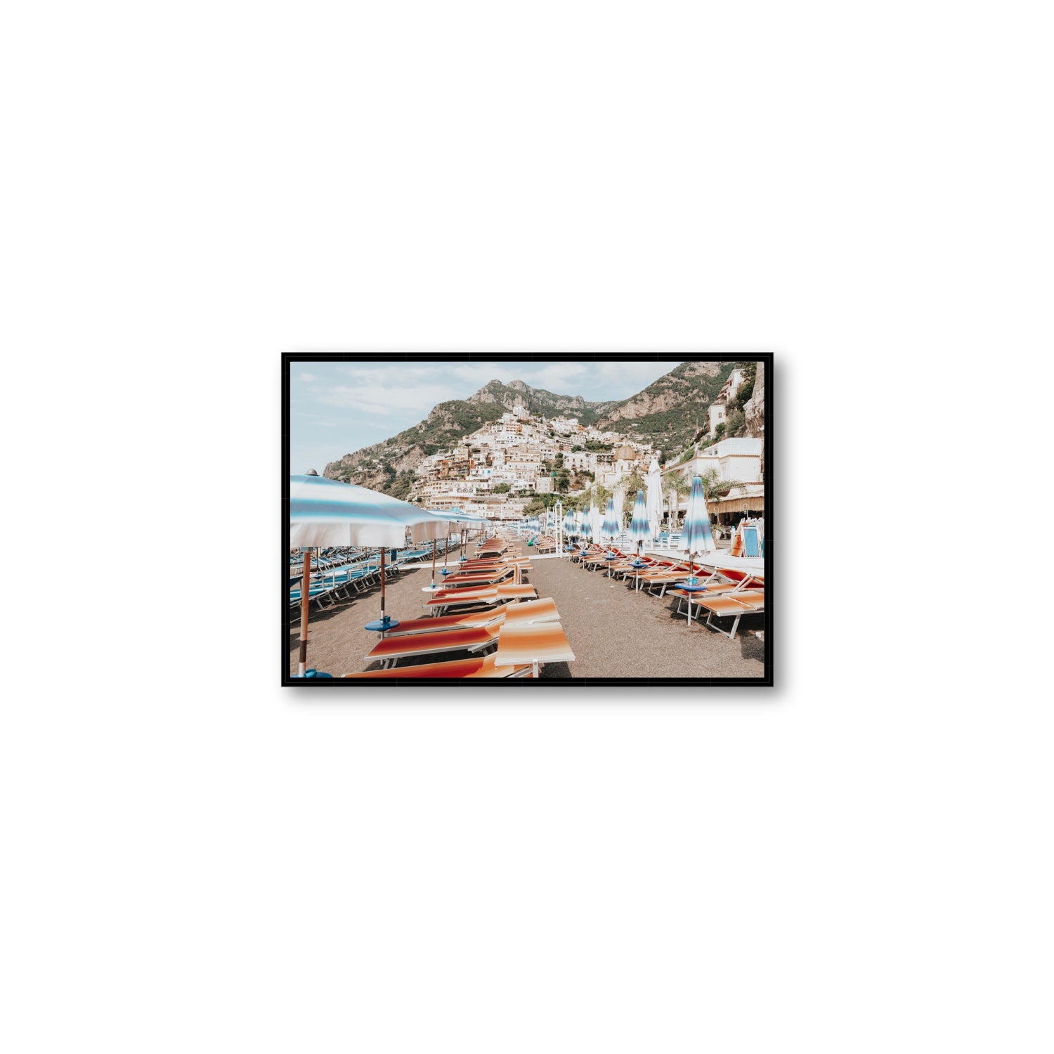 Spiaggia Grande fine art print, Positano, Italy, Medium, Black Float Frame, Fine Art Canvas