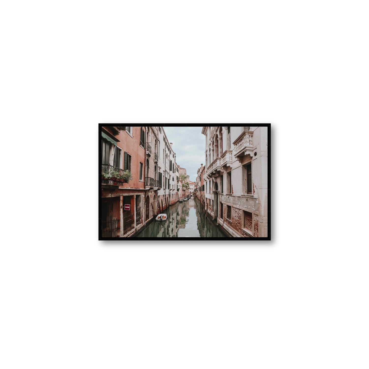 The Floating City Venice Canal Italian decor wall art Medium fine art canvas in black float frame