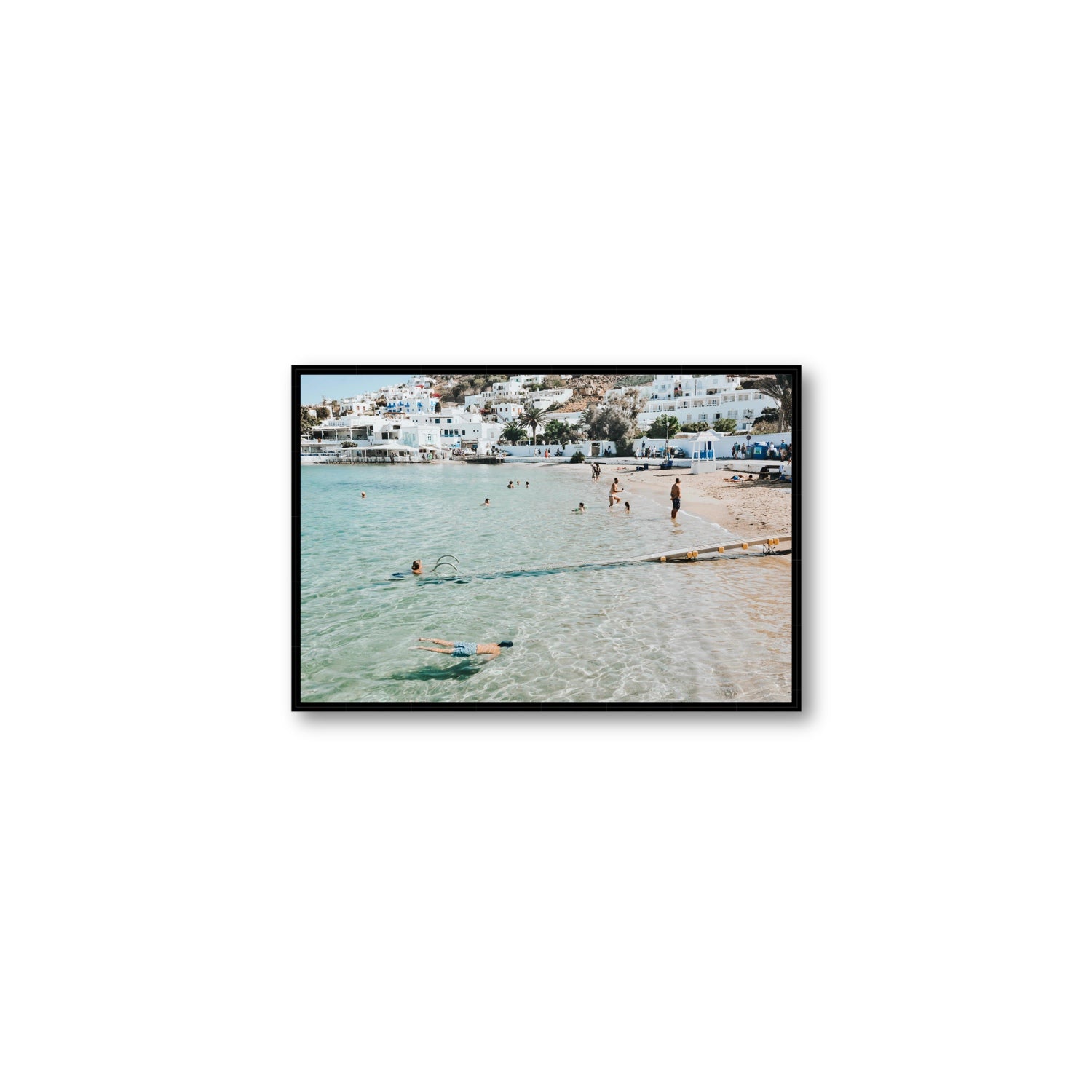 Bathe Yourself In Beauty Mykonos Greek island wall art Medium fine art canvas in black float frame