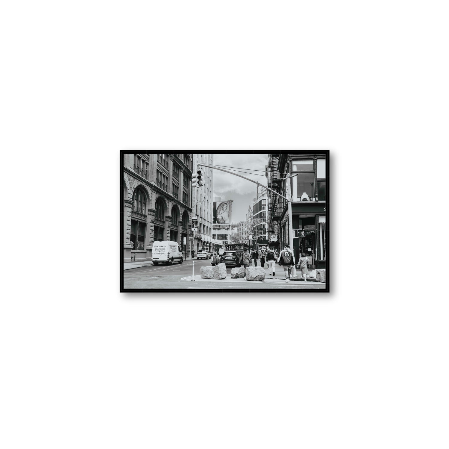 Inkwell Metropolis New York NYC Black & White wall art Medium fine art canvas in black float frame