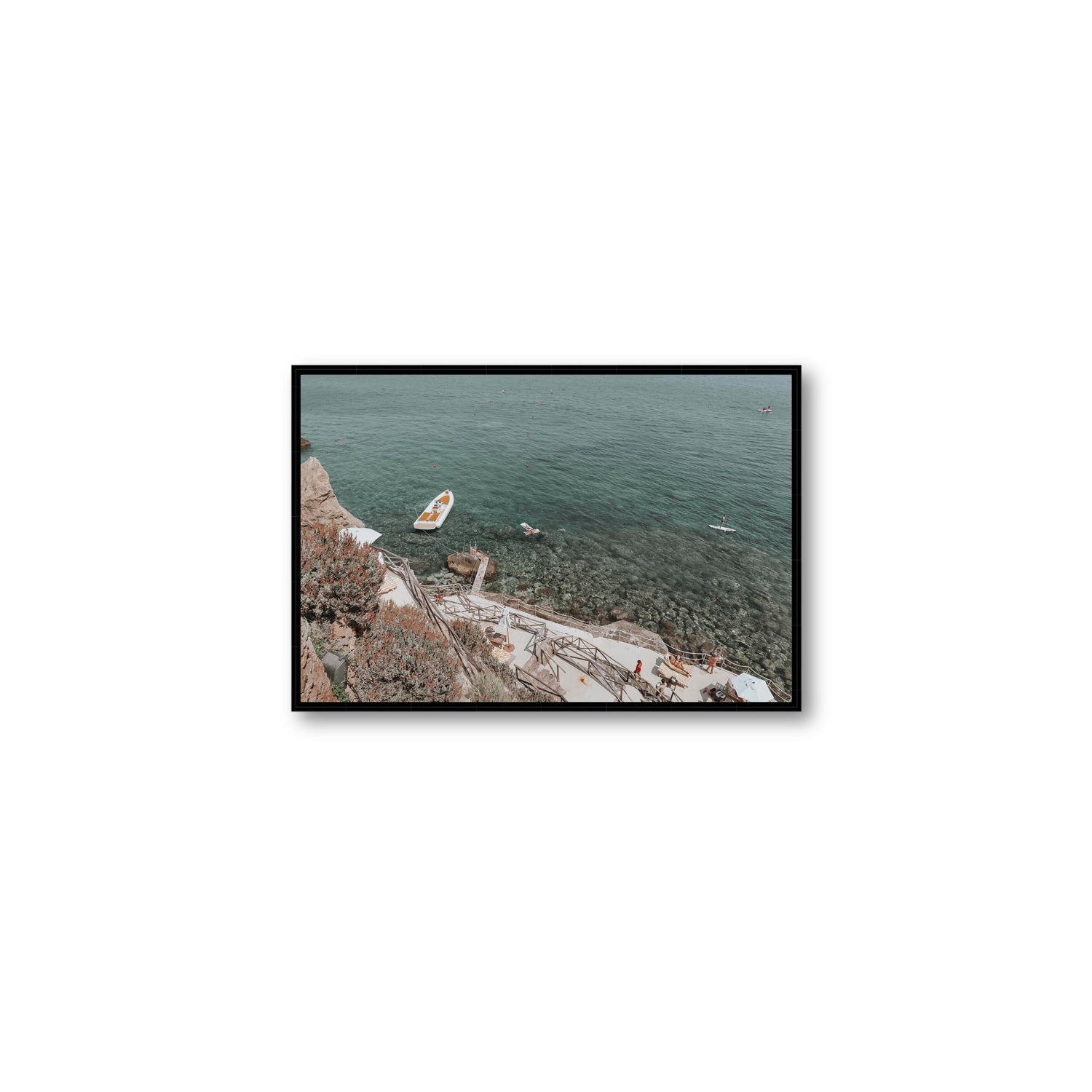 The Lagoon Tuscany coastal Italian wall art Medium fine art canvas in black float frame