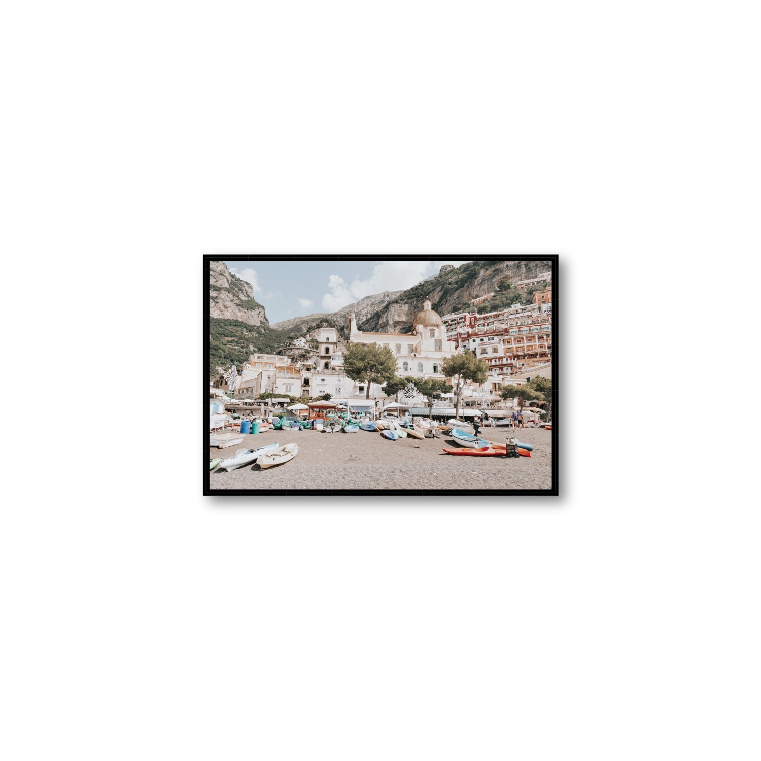 Pastel Paradise fine art print, Positano, Italy, Medium, Black Float Frame, Fine Art Canvas