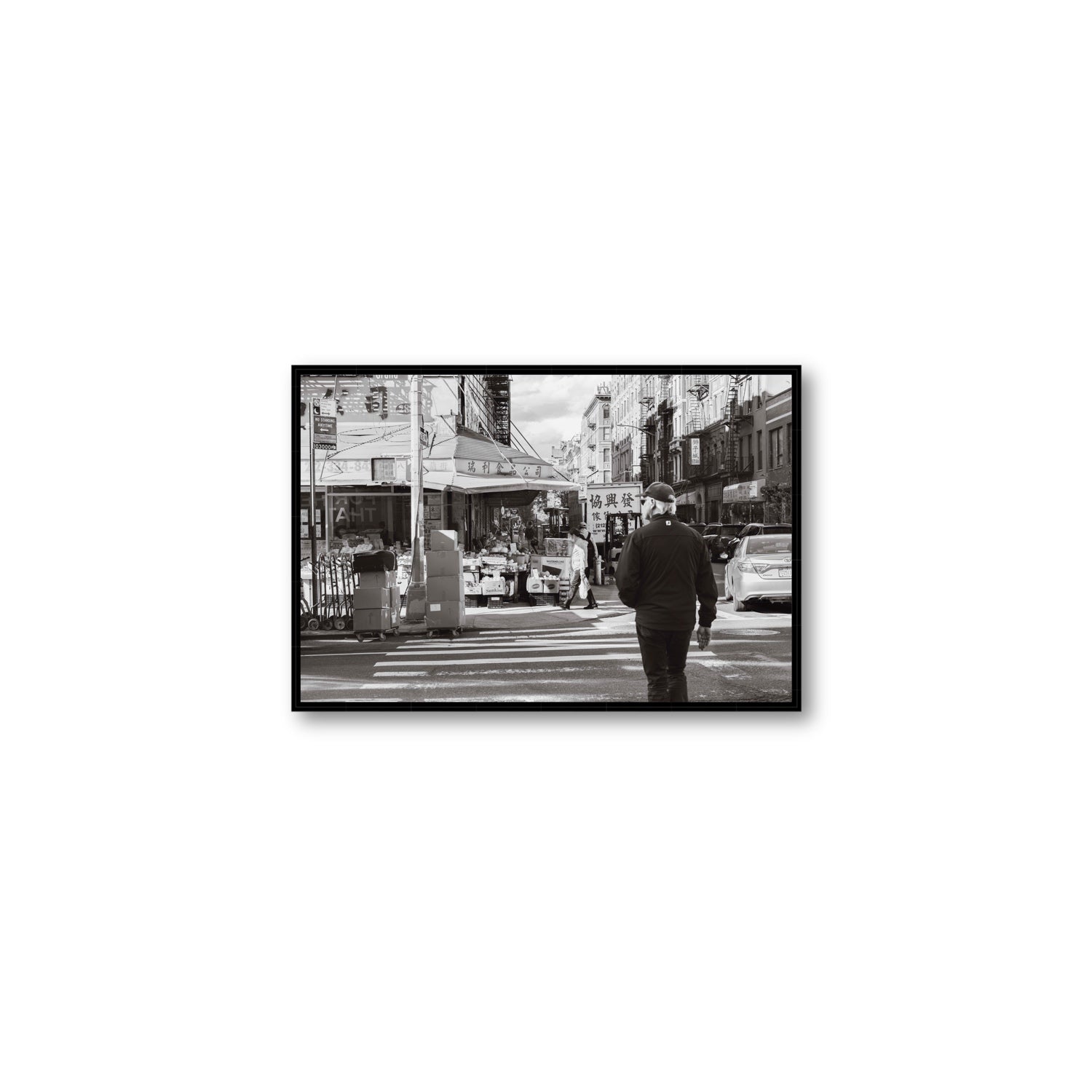 Chinatown New York NYC Street wall art Medium fine art canvas in black float frame