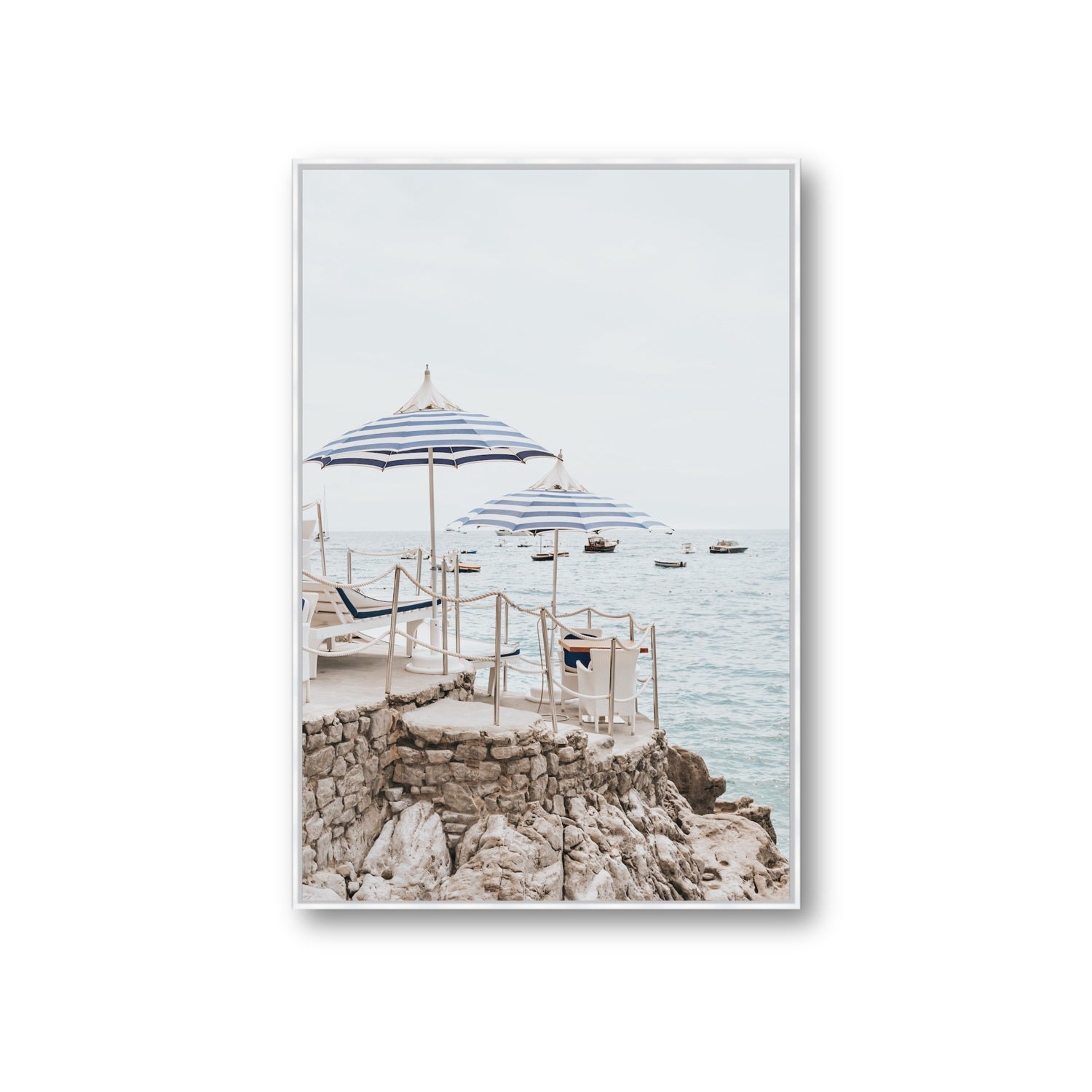 La Scogliera fine art print, Positano, Italy, Giant, White Float Frame, Fine Art Canvas