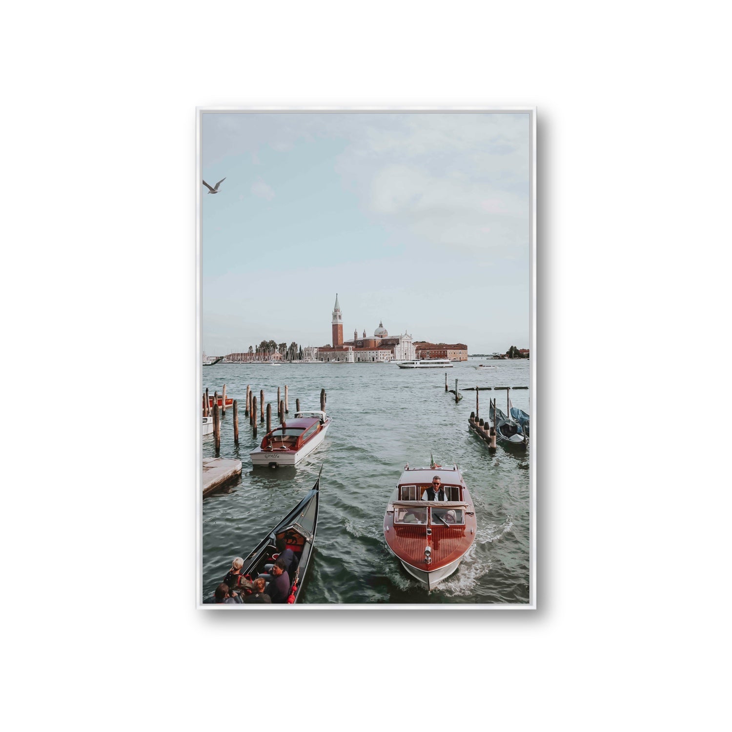 Galleggiante Venice Italian wall art Giant fine art canvas in white float frame