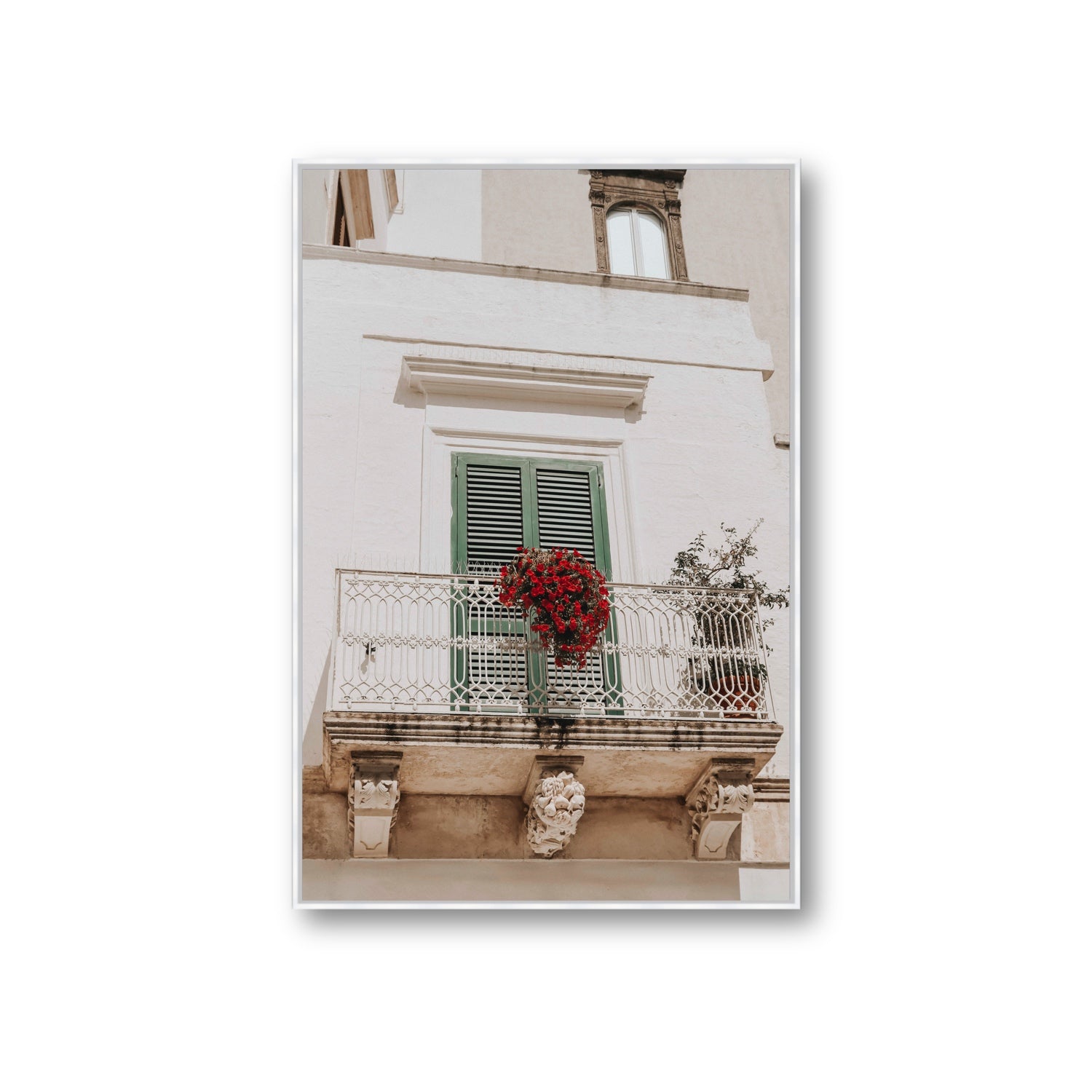 Balcone Estivo Puglia Italian wall art Giant fine art canvas in white float frame