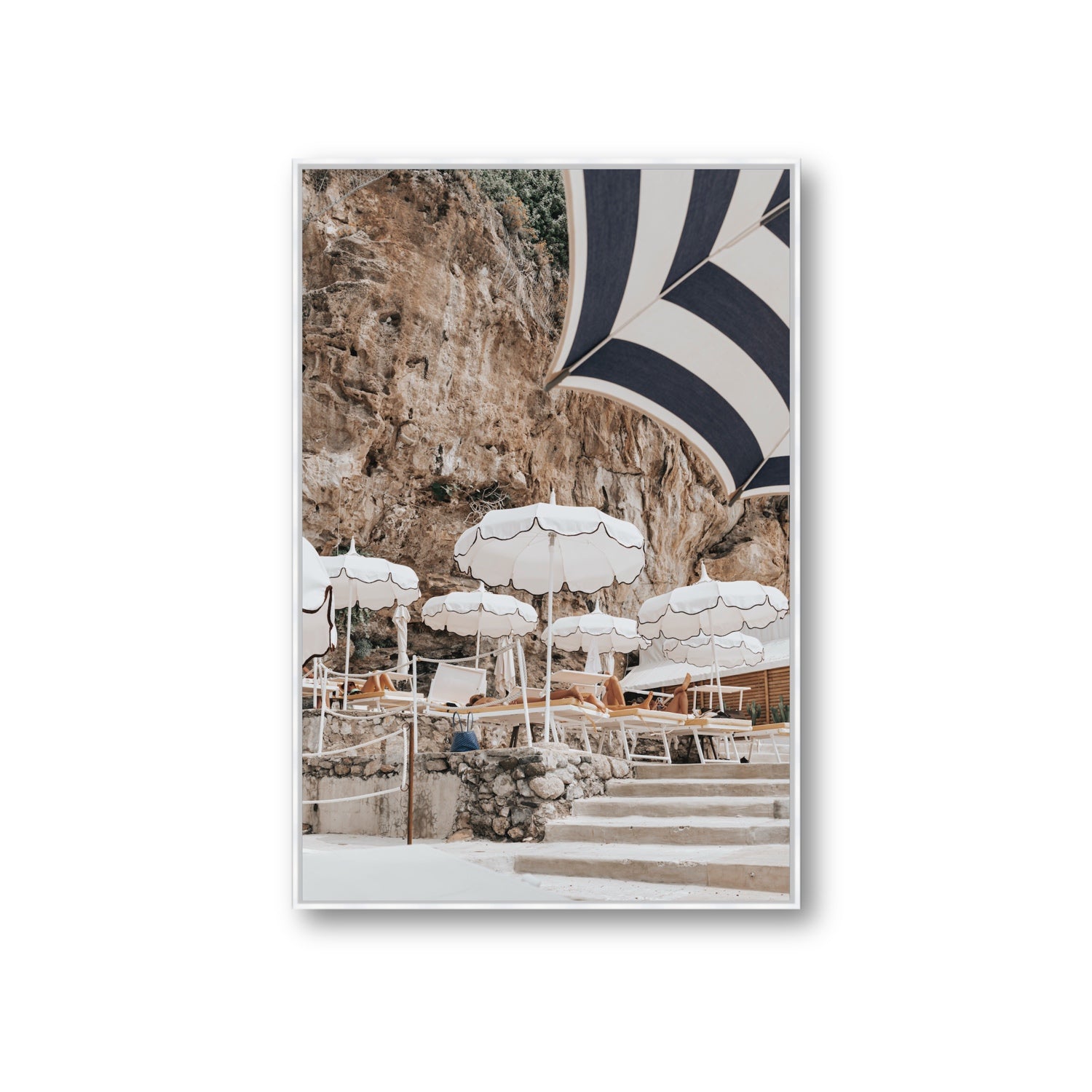 Rocky Refuge fine art print, Positano, Italy, Giant, White Float Frame, Fine Art Canvas
