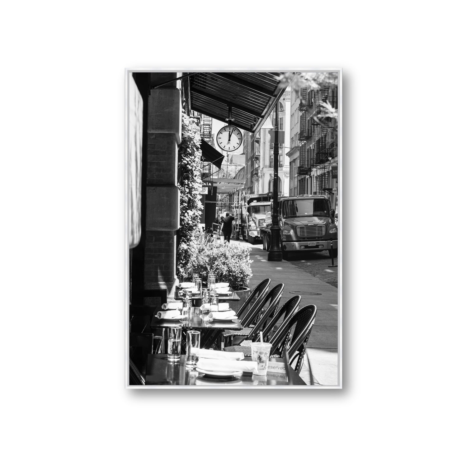 Mercer Street New York NYC Black & White wall art Giant fine art canvas in white float frame
