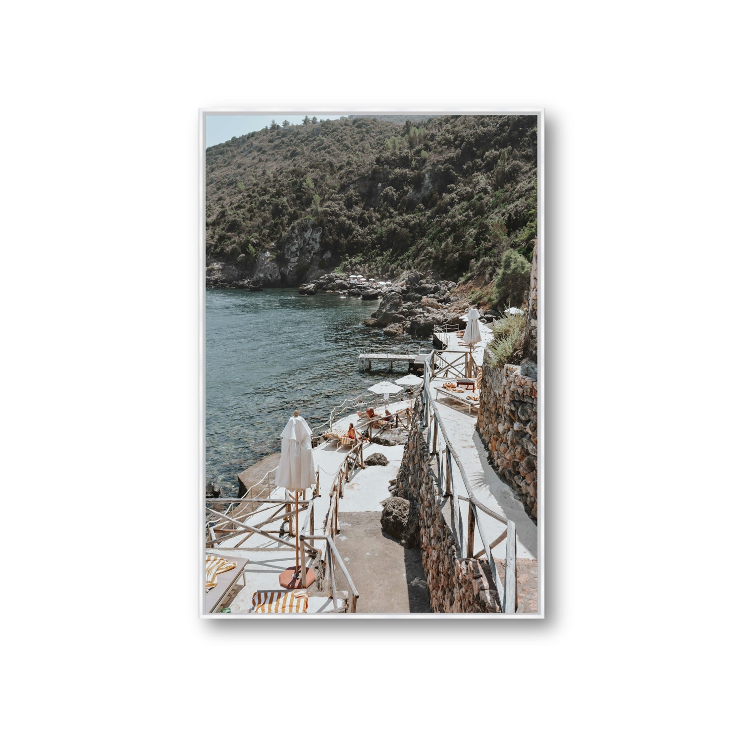 L'Estate Tuscany coastal Italian wall art Giant fine art canvas in white float frame