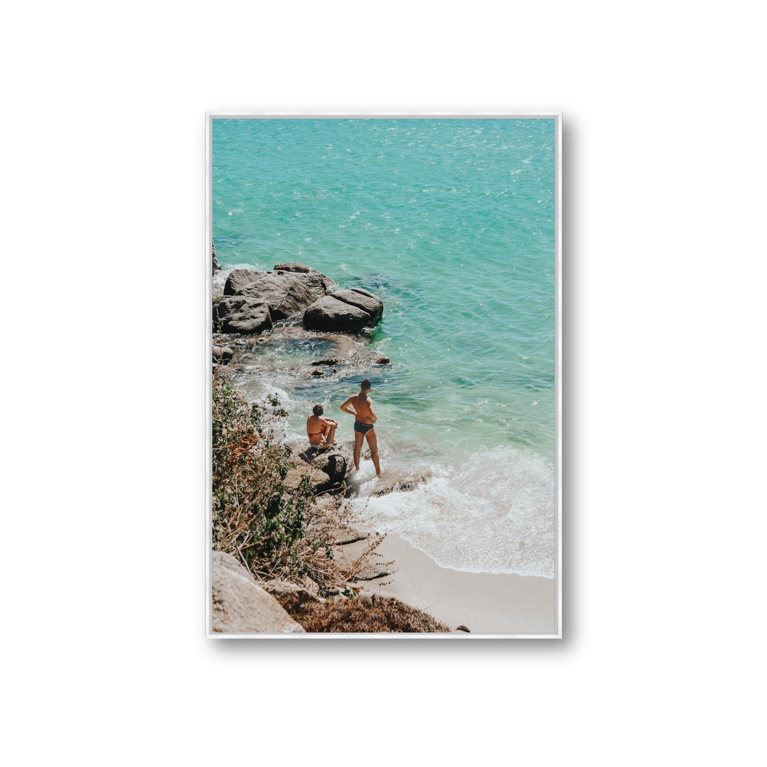 Scene Stealers Mykonos Greek island wall art Giant fine art canvas in white float frame