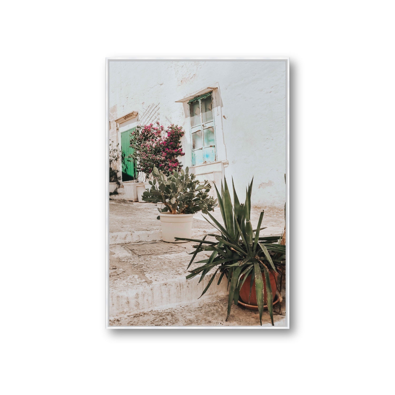 Giardino Segreto Puglia Ostuni wall art Giant fine art canvas in white float frame