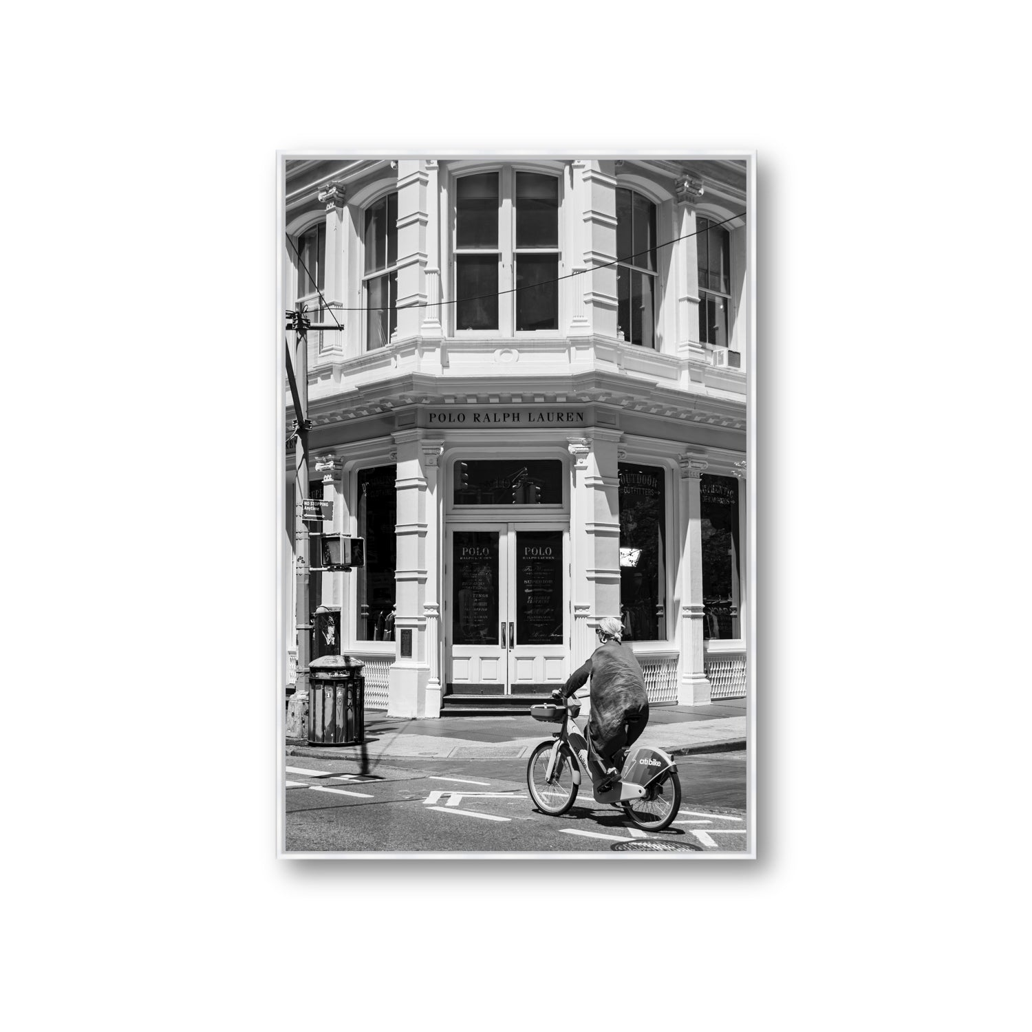 Downtown Rider New York NYC Black & White wall art Giant fine art canvas in white float frame