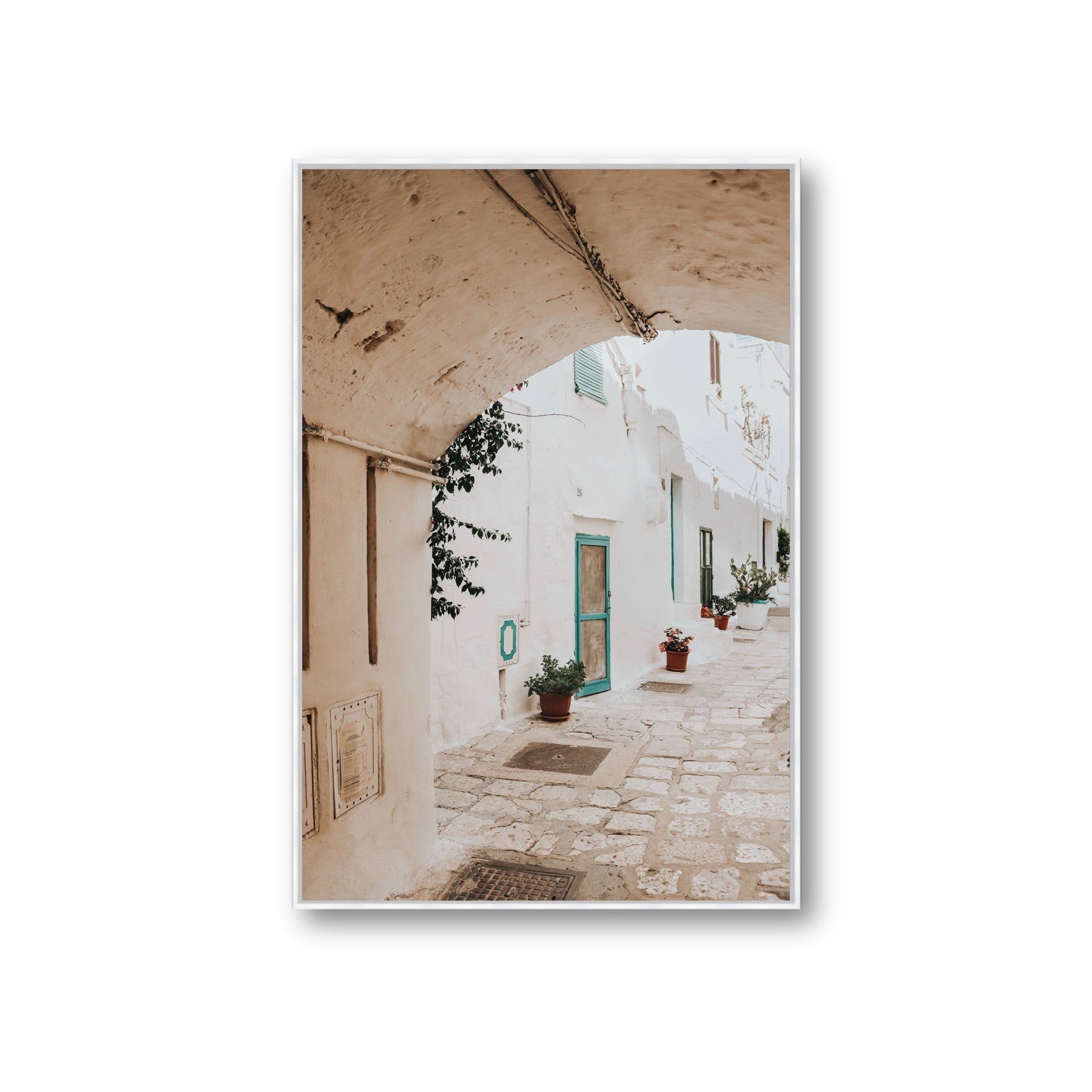 La Citta Bianca Puglia La Città Bianca wall art Giant fine art canvas in white float frame