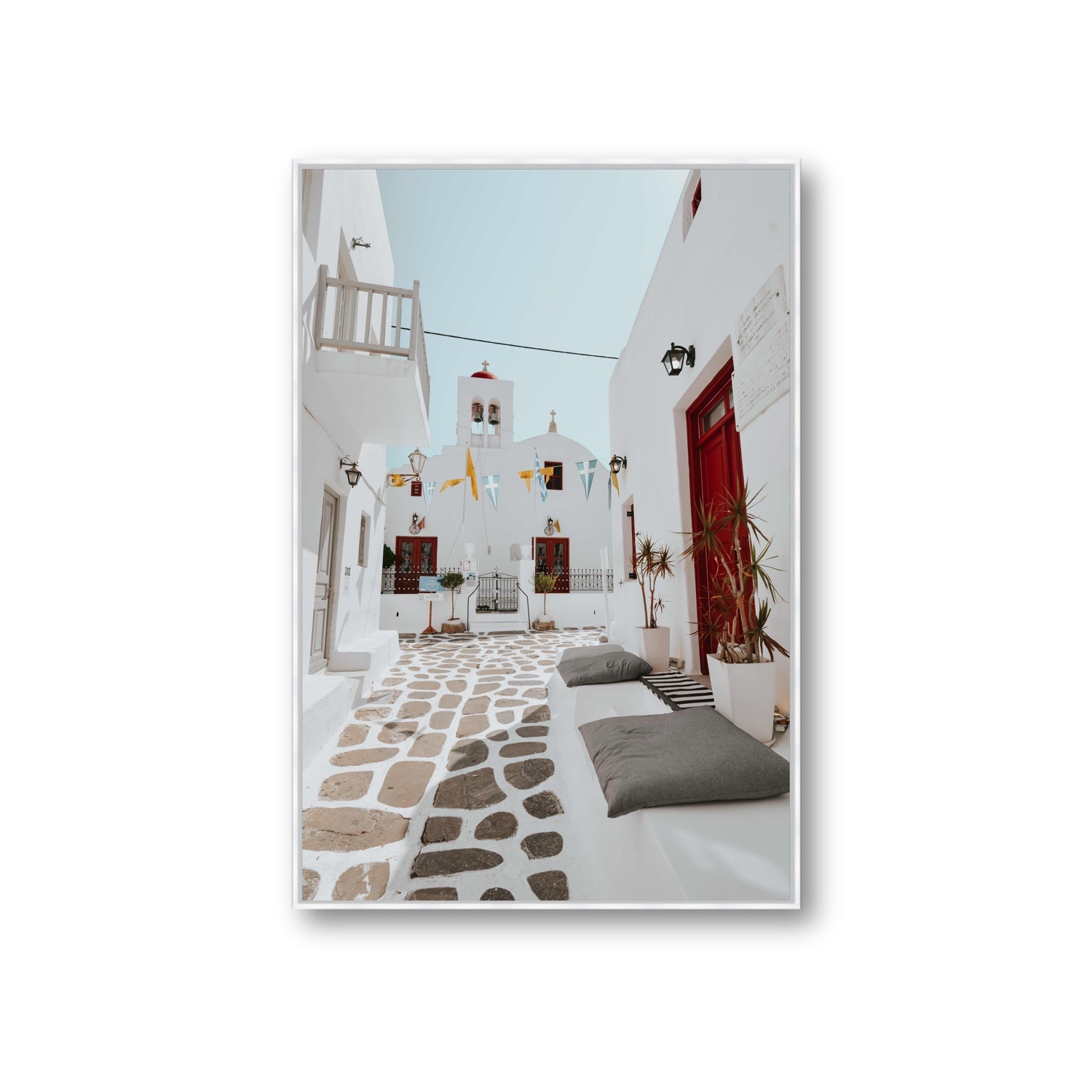 Cycladic Charm fine art print, Mykonos, Greece, Giant, White Float Frame, Fine Art Canvas