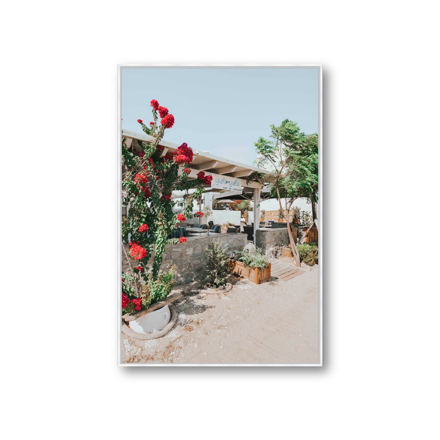 Yialo Yialo fine art print, Mykonos, Greece, Giant, White Float Frame, Fine Art Canvas