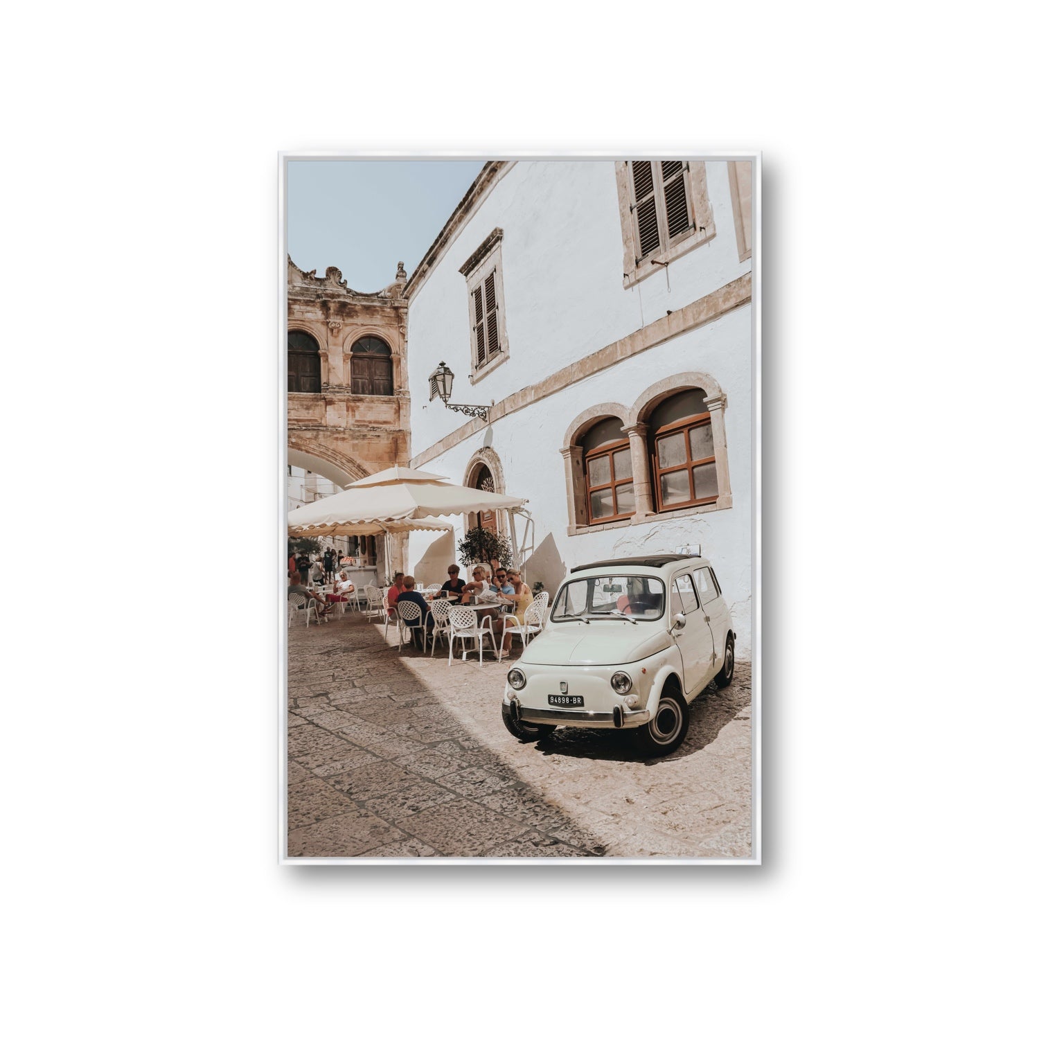 Piazza di Ostuni Puglia Italian wall art Giant fine art canvas in white float frame