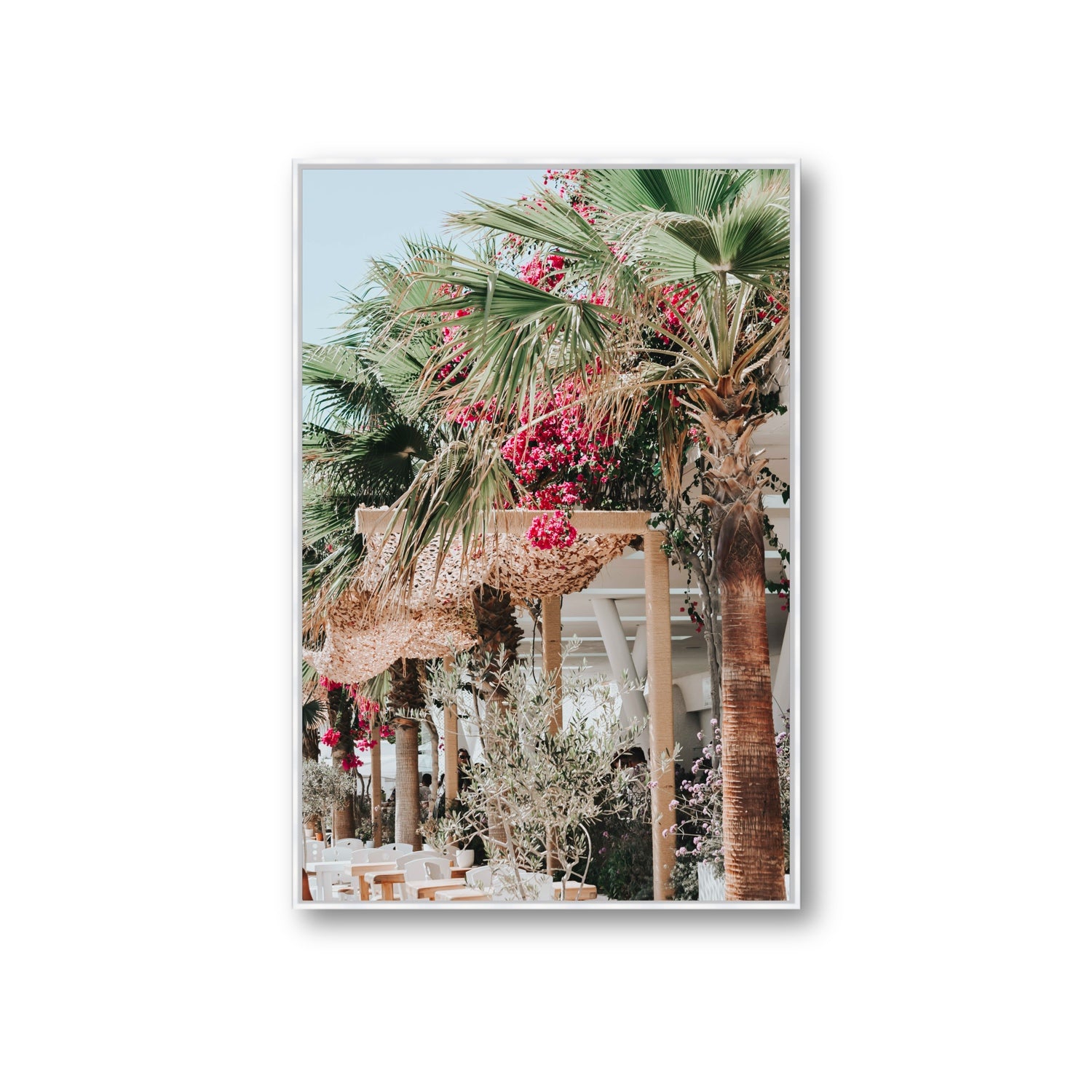 Palm Trees Mykonos Greek island wall art Giant fine art canvas in white float frame