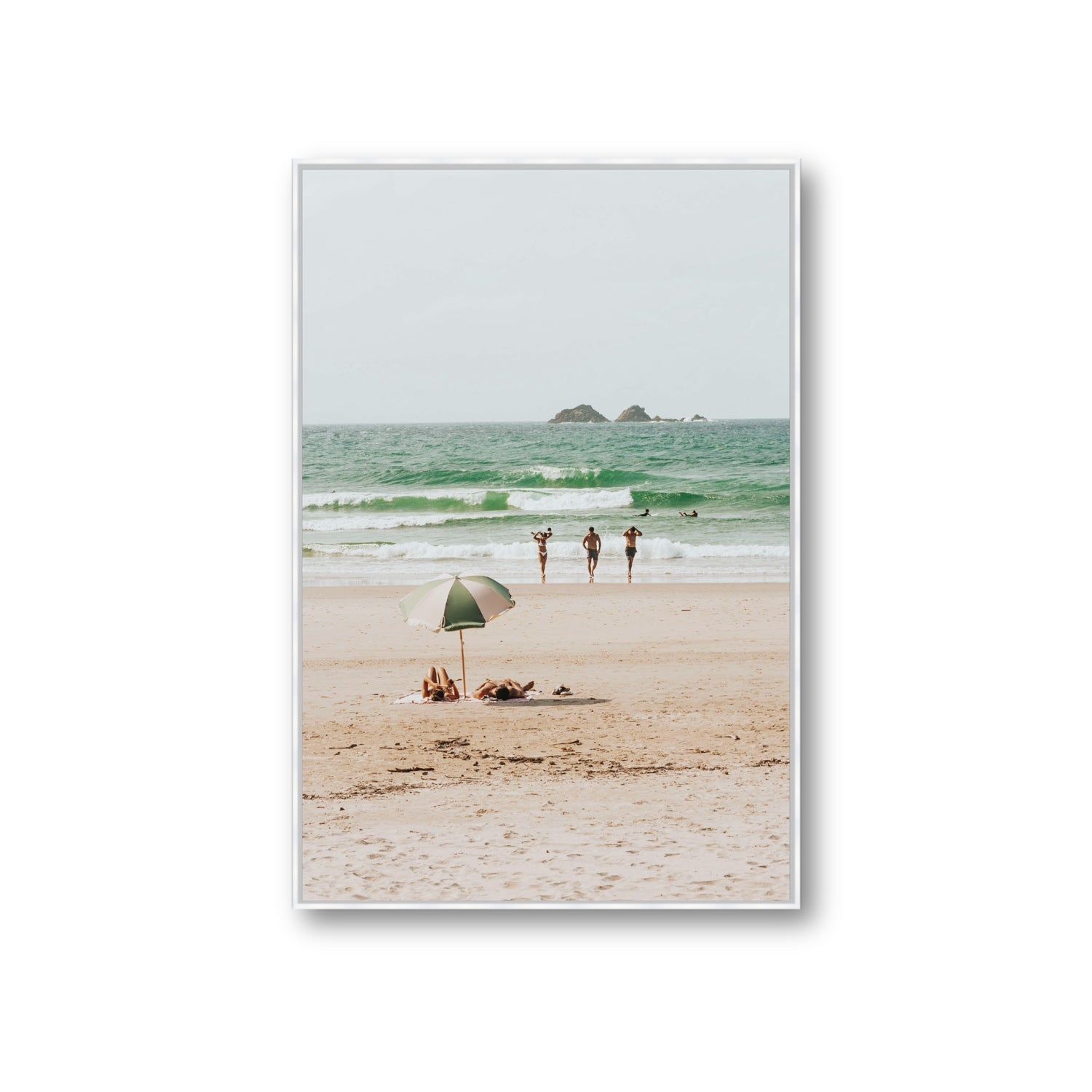 Escape The Ordinary Byron Bay coastal decor wall art Giant fine art canvas in white float frame