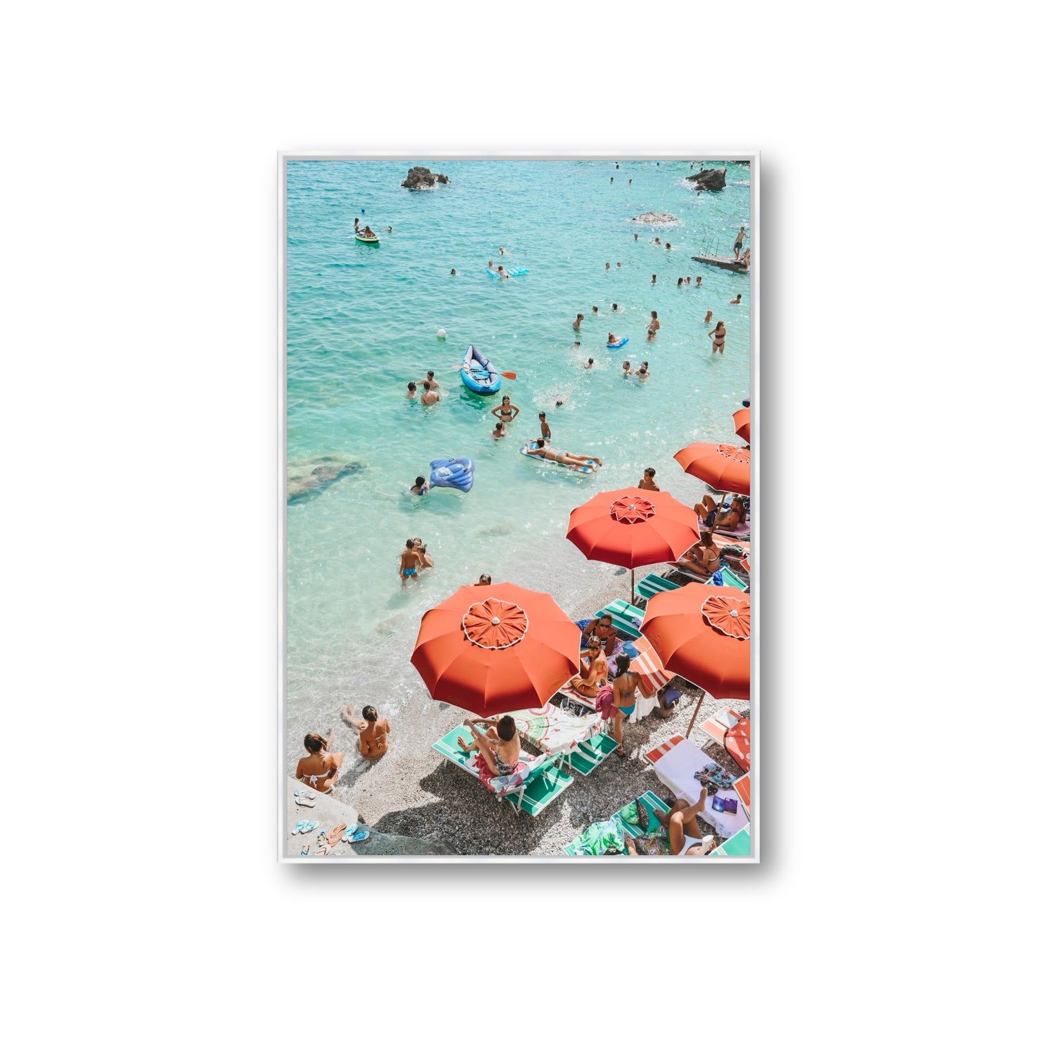 Easy Street Capri Italian beach wall art Giant fine art canvas in white float frame