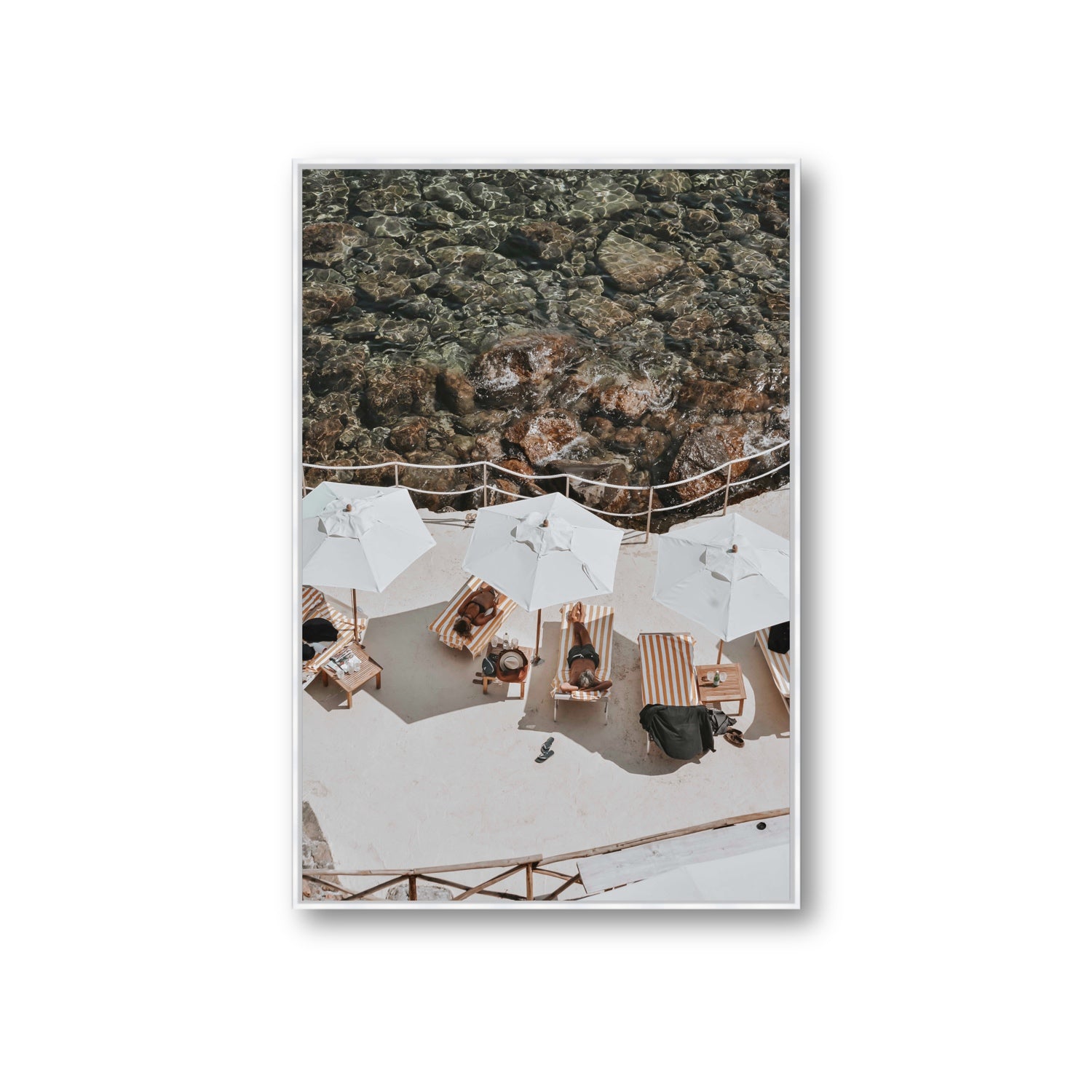 When Harry Met Sally Tuscany coastal wall art Giant fine art canvas in white float frame