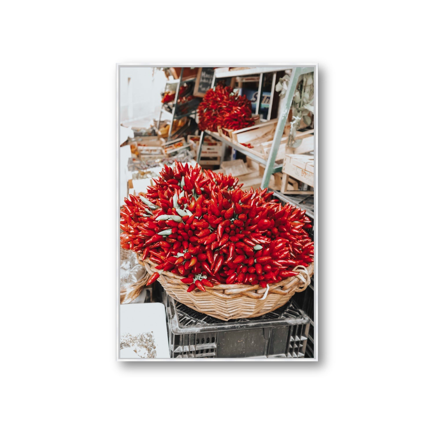 Spicy Bunch Puglia Italian wall art Giant fine art canvas in white float frame