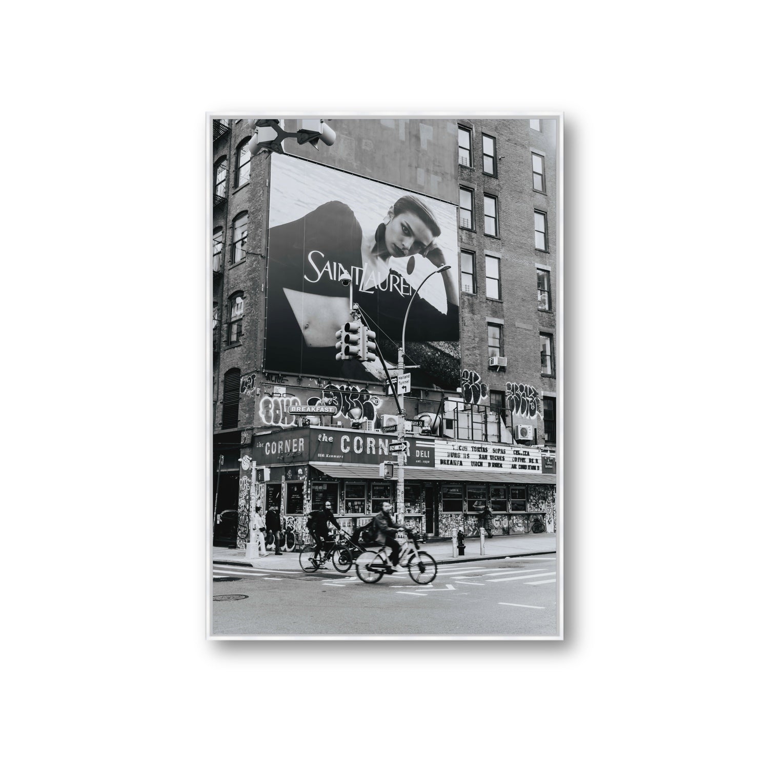 Runway To Rooftops New York NYC Black & White wall art Giant fine art canvas in white float frame