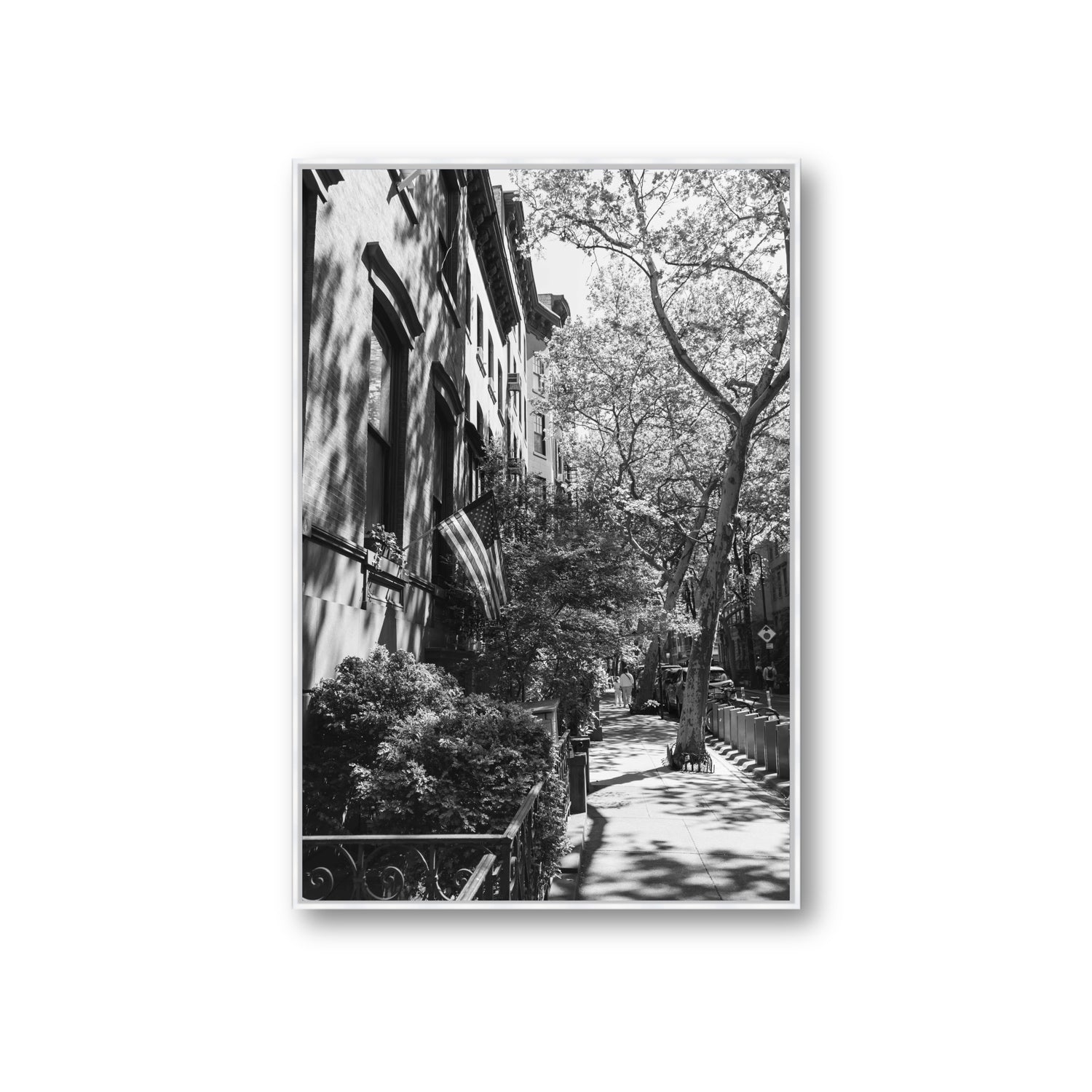 Urban Patriotism New York NYC Black & White wall art Giant fine art canvas in white float frame