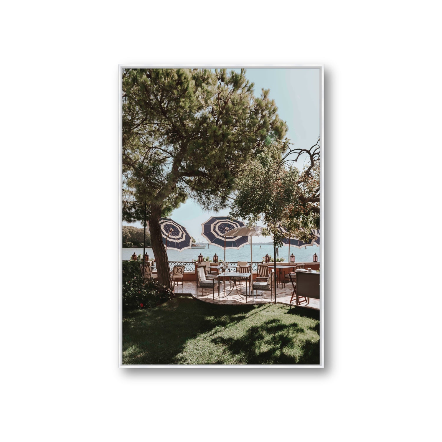 Tranquil Gardens Venice Italian wall art Giant fine art canvas in white float frame