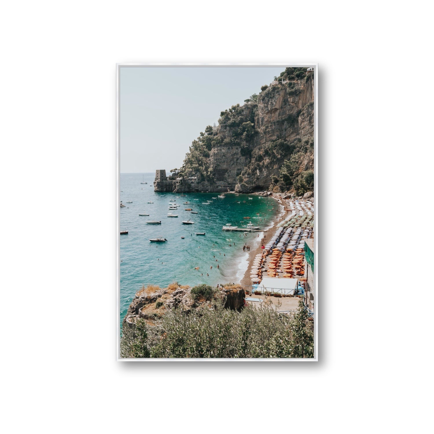 Baia dei Sogni fine art print, Positano, Italy, Giant, White Float Frame, Fine Art Canvas