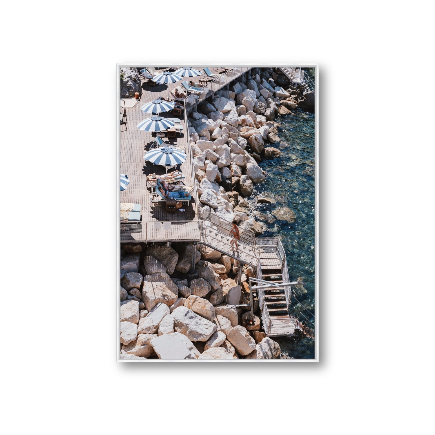 Life On The Shore fine art print, Ischia, Italy, Giant, White Float Frame, Fine Art Canvas