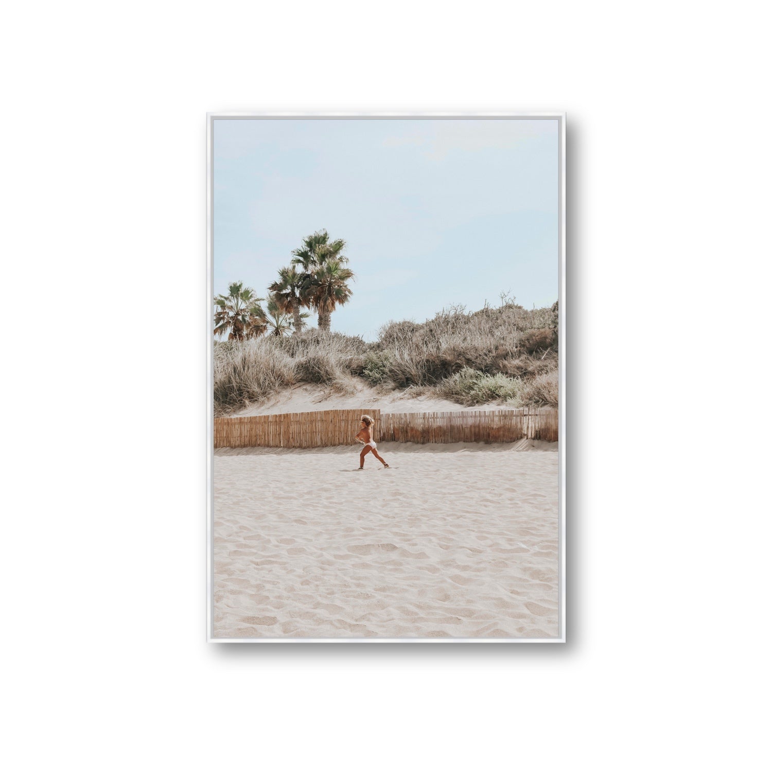 Joyful Sprint Puglia beach coastal fine art print Giant fine art canvas in white float frame