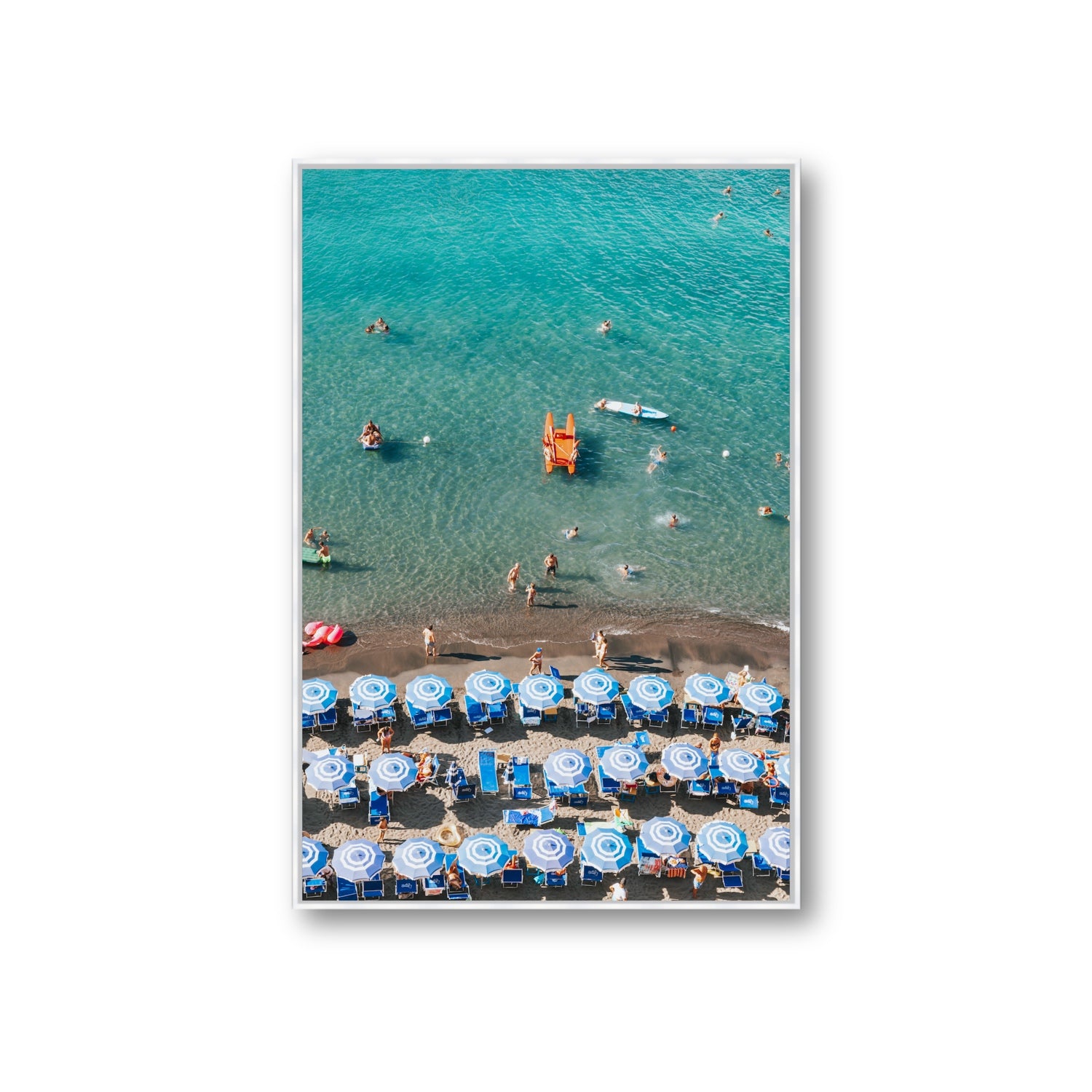 Aquamarine Oasis Sorrento Italian coastal wall art Giant fine art canvas in white float frame