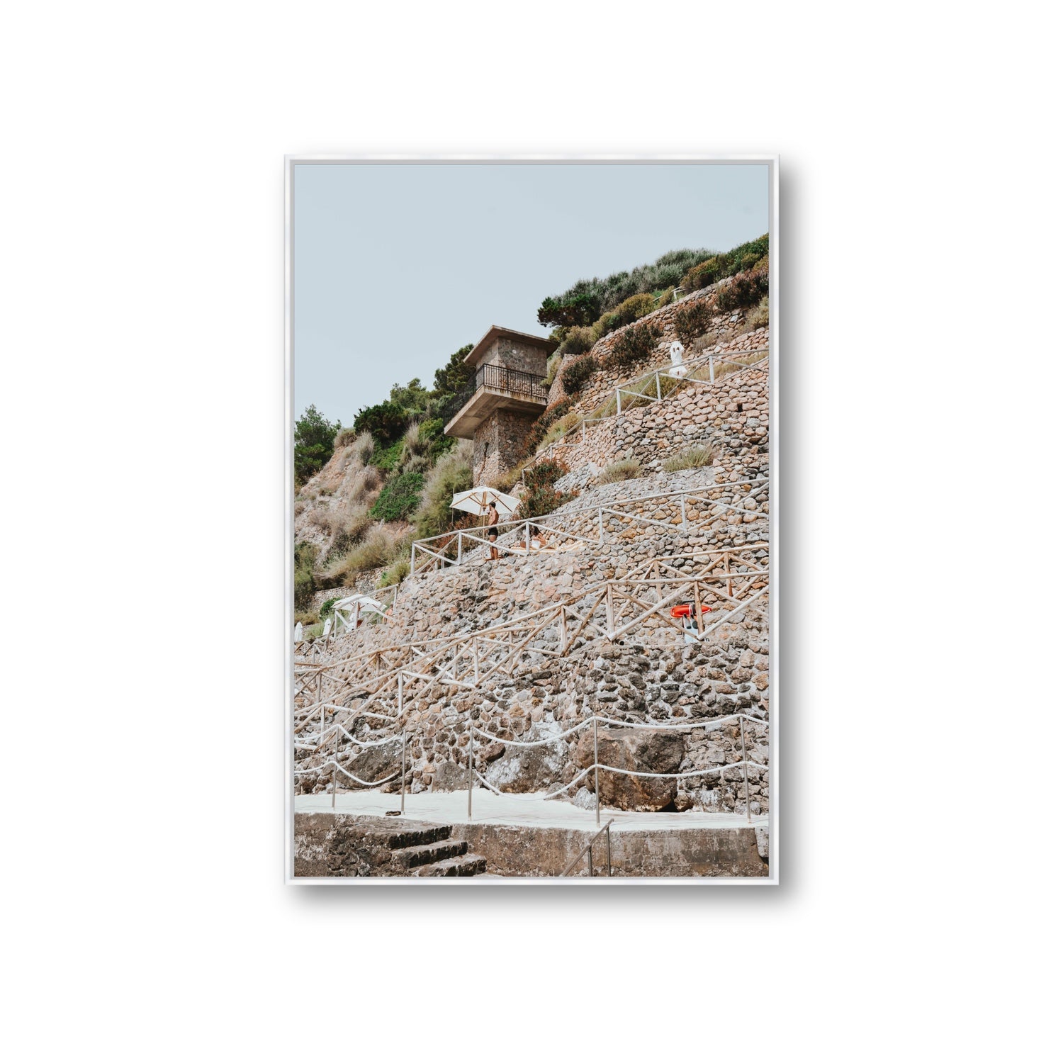Solitude by the Sea Tuscany coastal Italian wall art Giant fine art canvas in white float frame