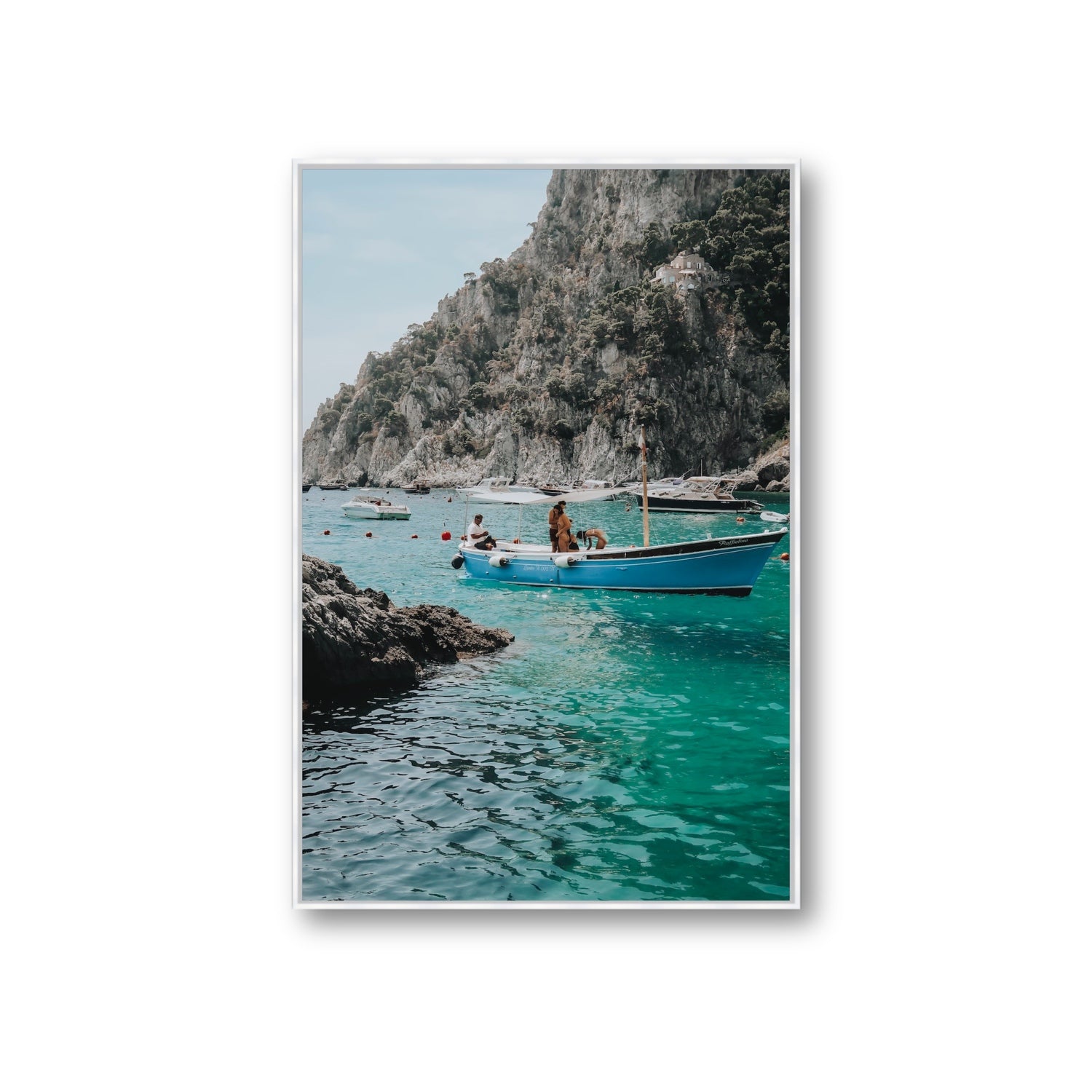 Emerald Escape fine art print, Capri, Italy, Giant, White Float Frame, Fine Art Canvas