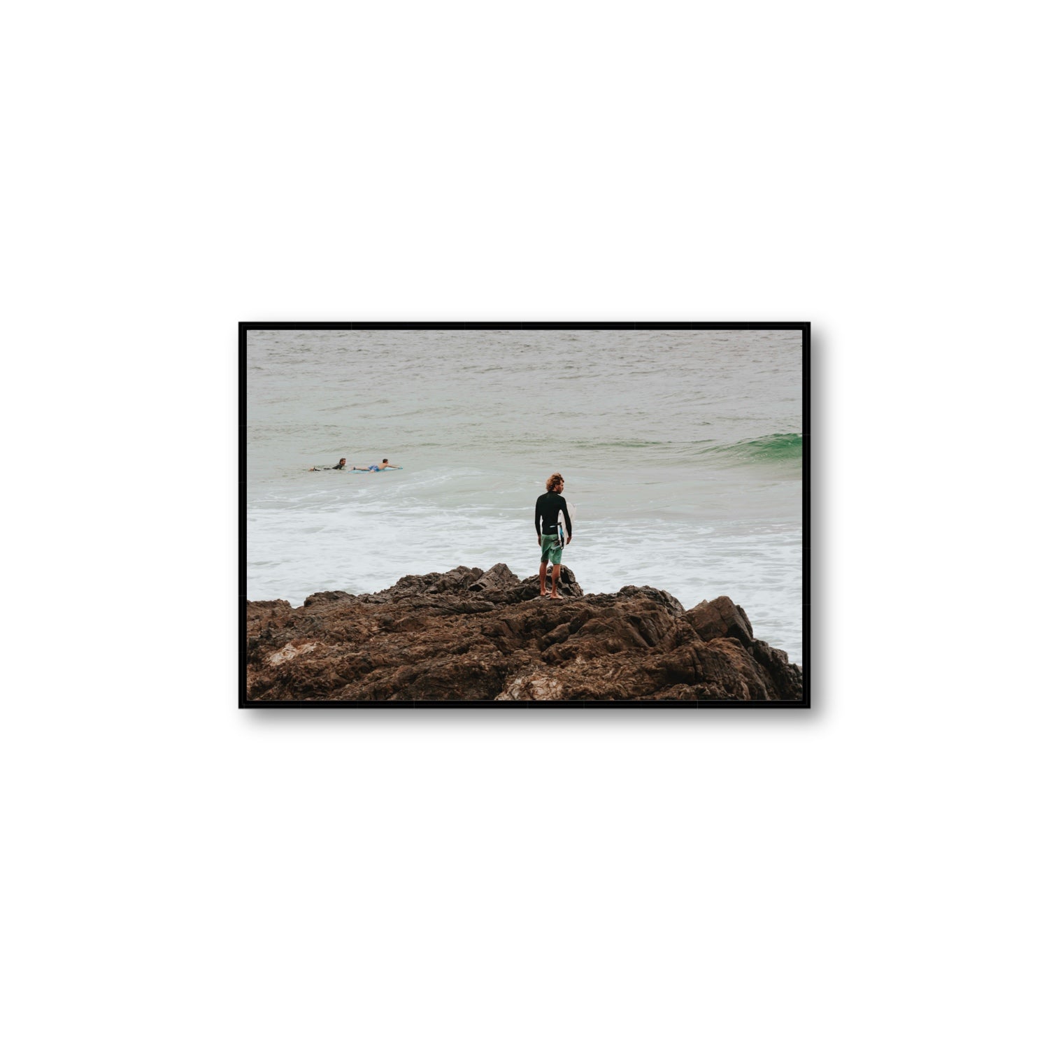 Let The Sea Set You Free Byron Bay Surf wall art Large fine art canvas in black float frame
