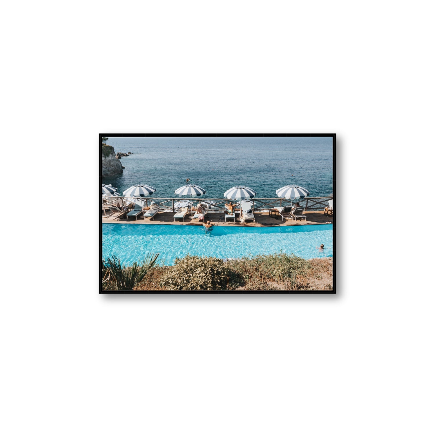 Hues Of Blues fine art print, Ischia, Italy, Large, Black Float Frame, Fine Art Canvas