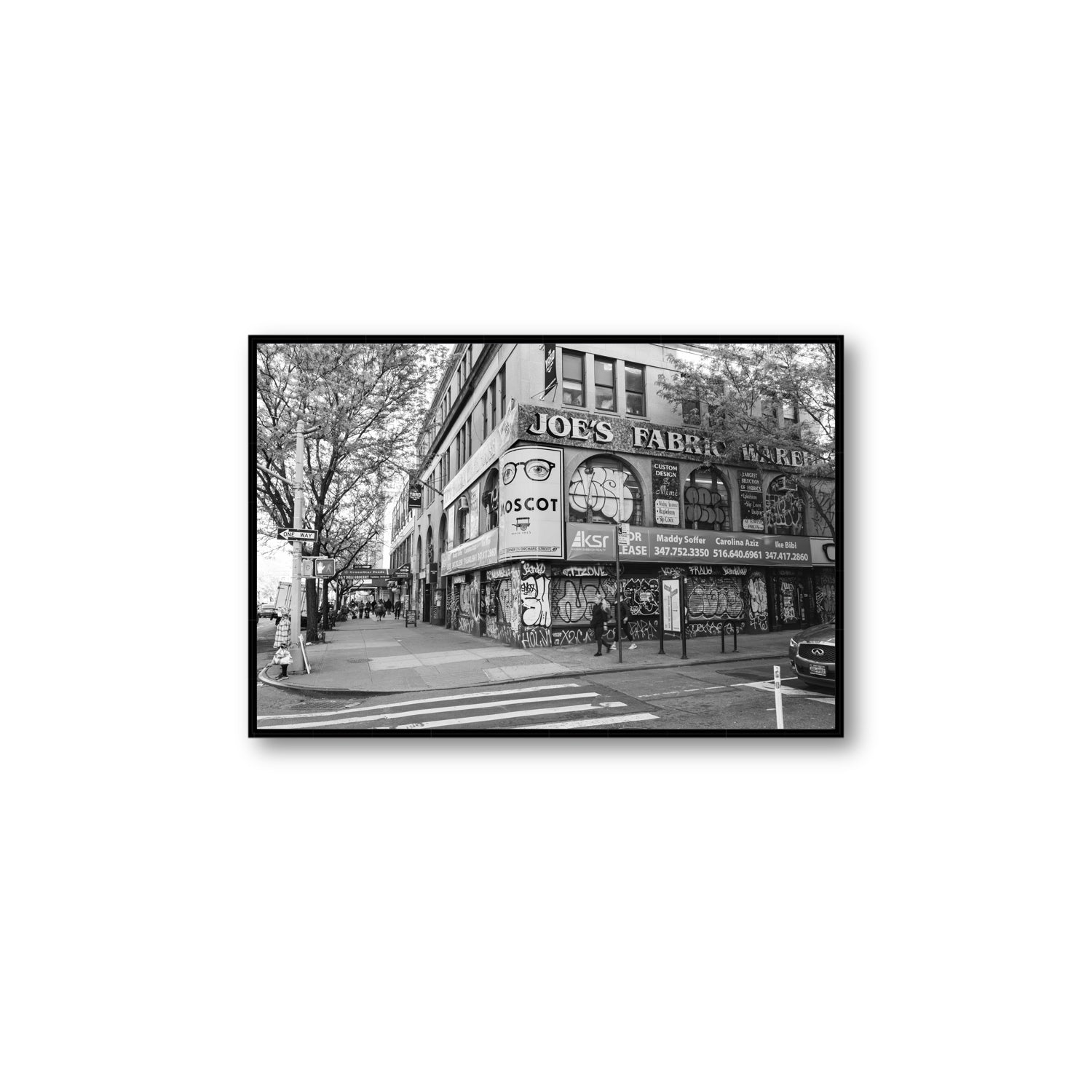 Wall Poetry New York NYC Black & White wall art Large fine art canvas in black float frame