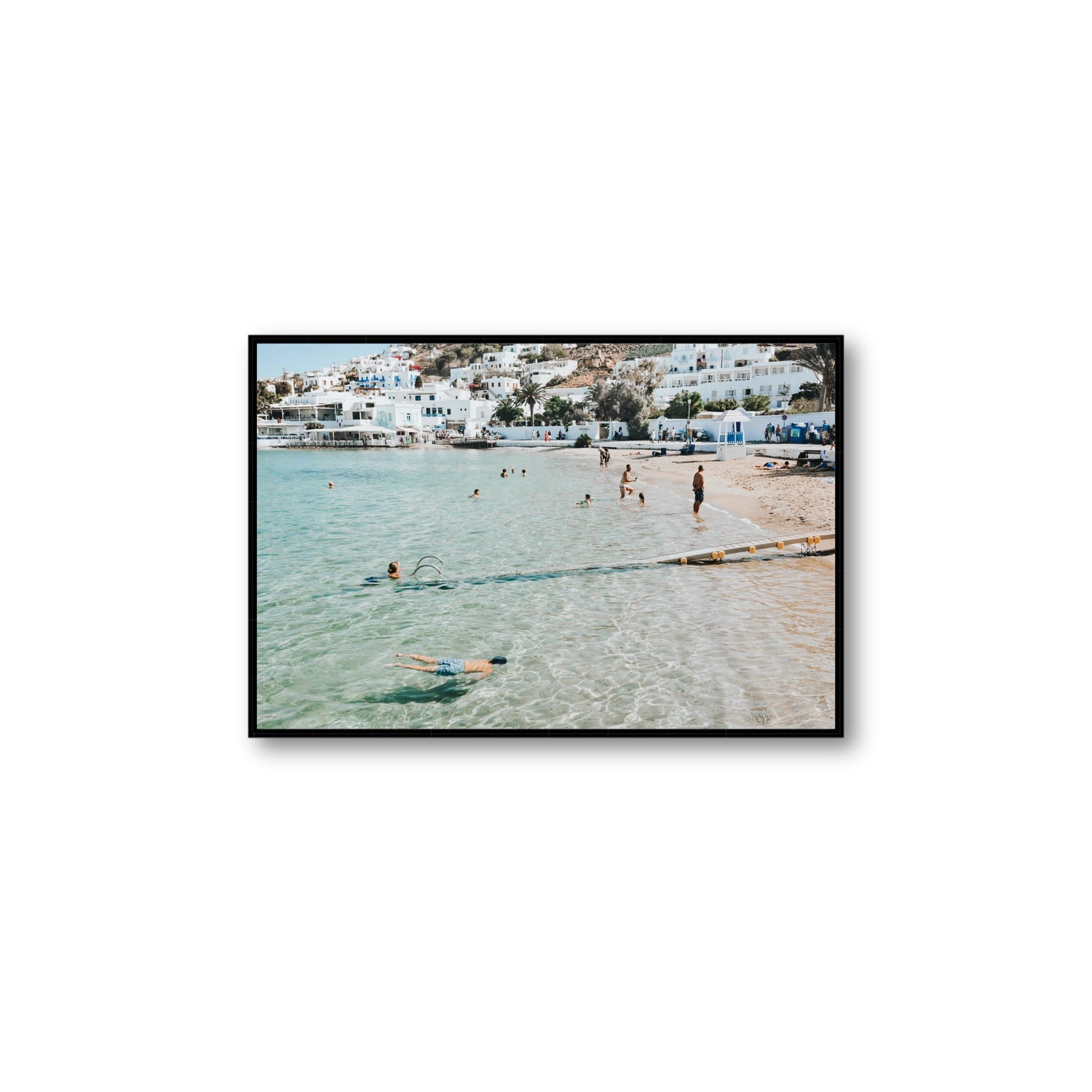 Bathe Yourself In Beauty Mykonos Greek island wall art Large fine art canvas in black float frame